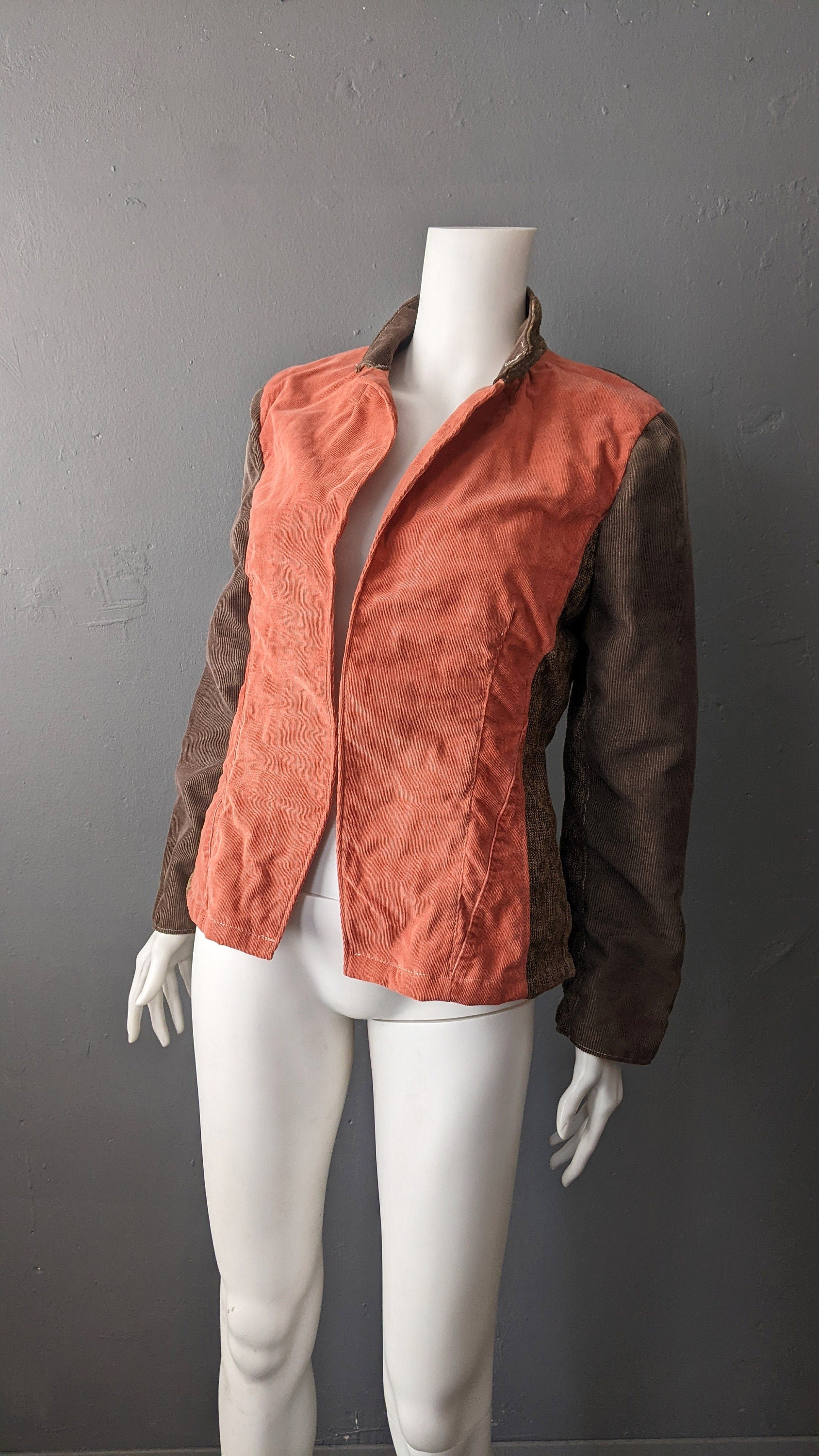 90s Corduroy and Tweed Jacket, Vintage Handmade, Size Small