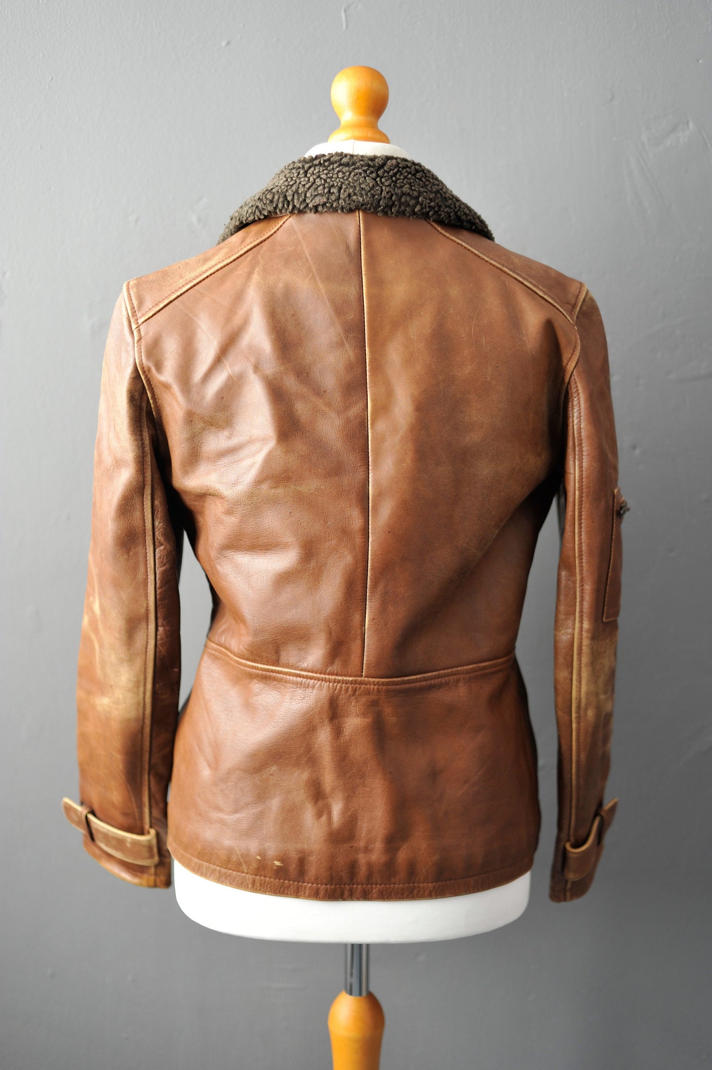 Vintage 90s Leather Flight Jacket by Alpha Industries, Nineties Distressed Aviator, Size Medium