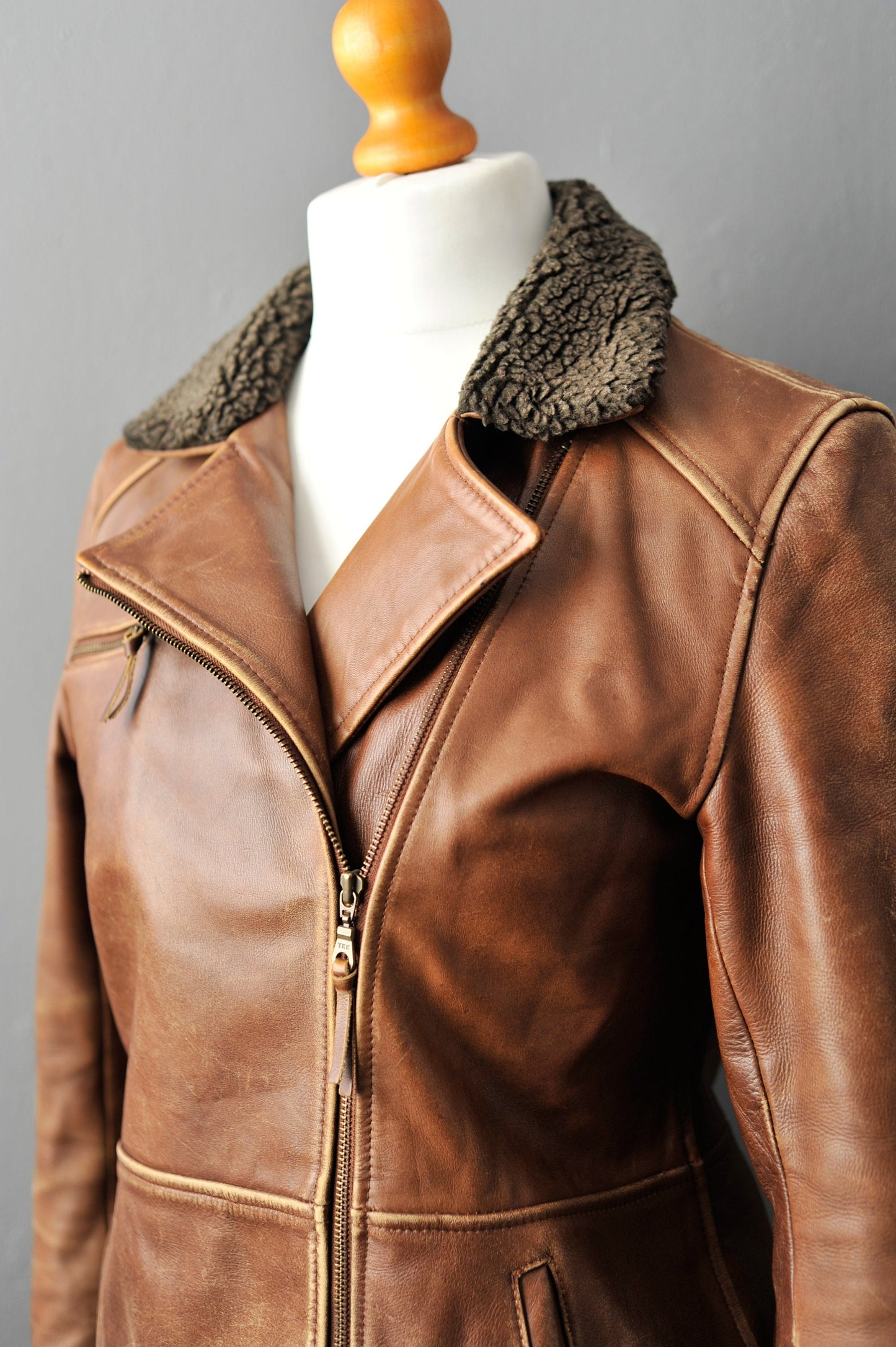 Vintage 90s Leather Flight Jacket by Alpha Industries, Nineties Distressed Aviator, Size Medium