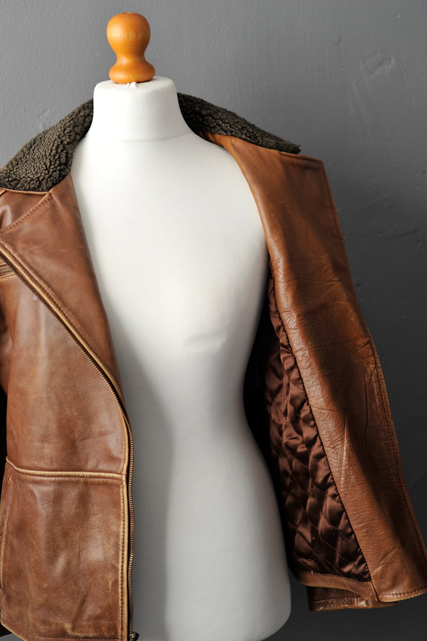 Vintage 90s Leather Flight Jacket by Alpha Industries, Nineties Distressed Aviator, Size Medium