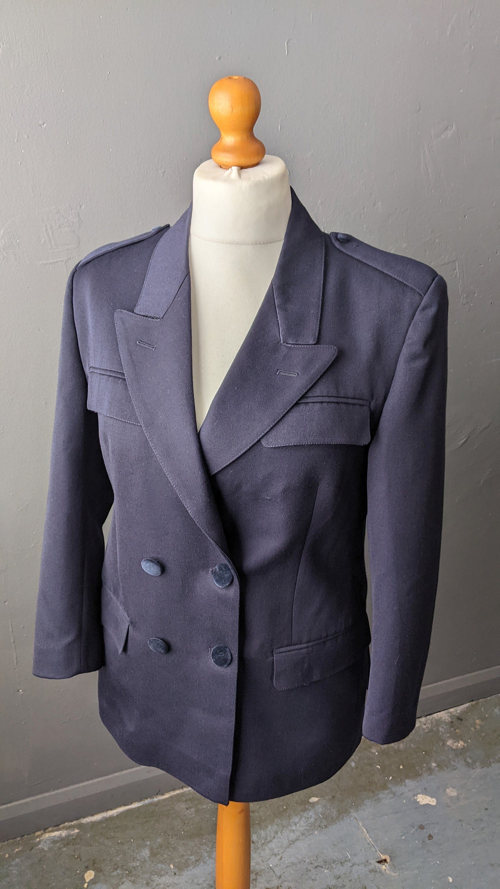 90s Navy Blue Double Breasted Jacket, Italian Wool Blazer, Size Medium