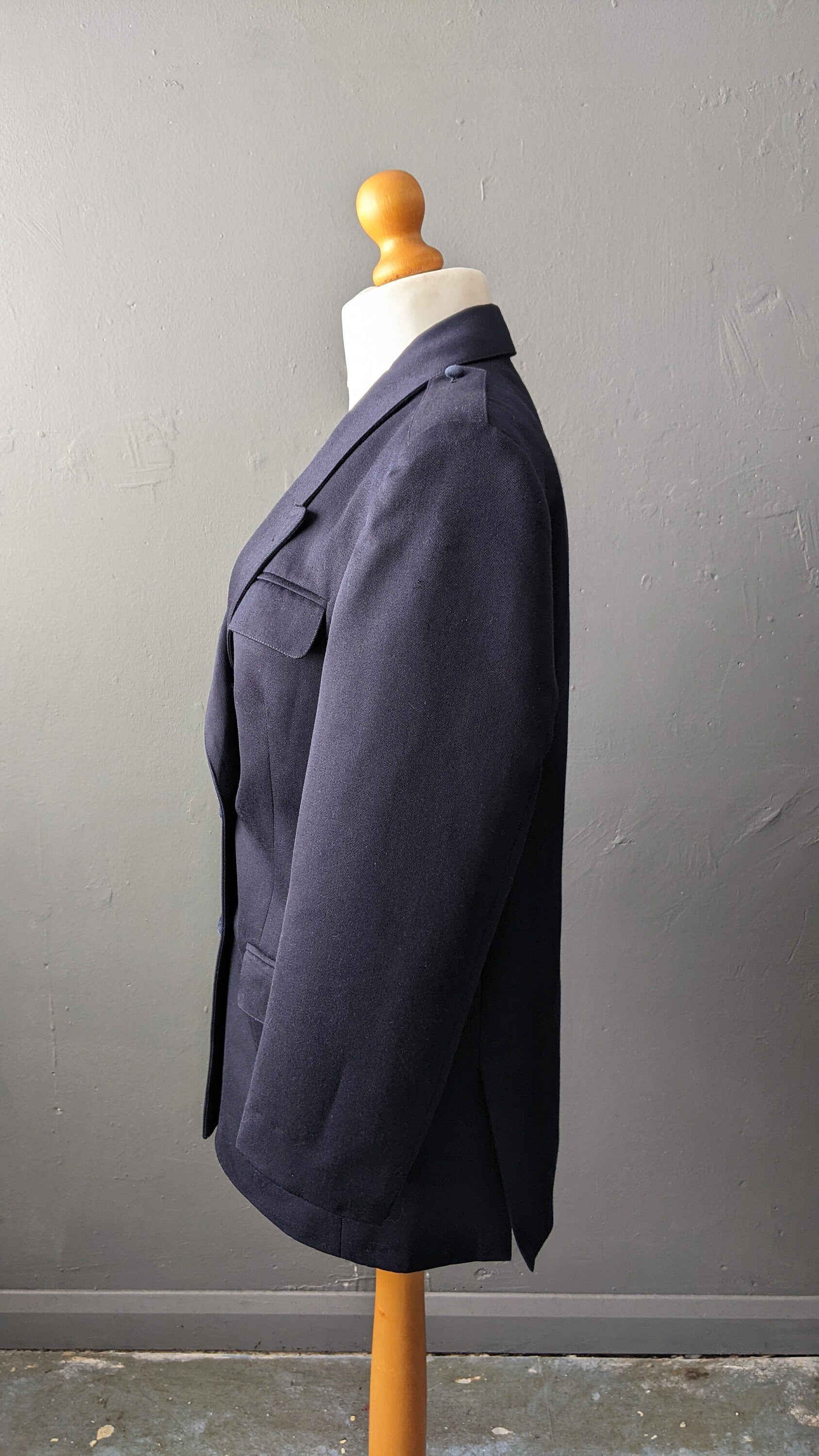 90s Navy Blue Double Breasted Jacket, Italian Wool Blazer, Size Medium