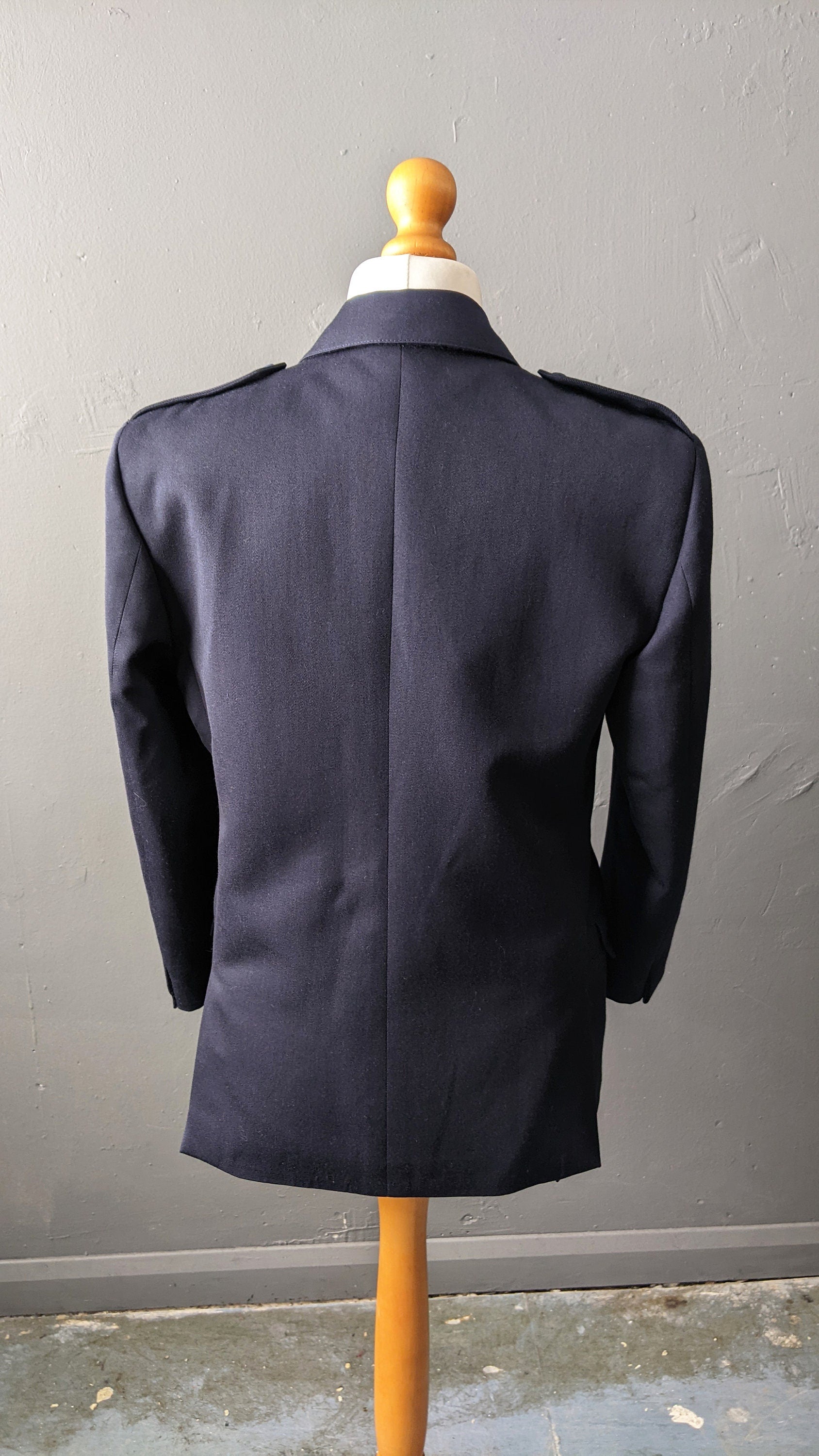 90s Navy Blue Double Breasted Jacket, Italian Wool Blazer, Size Medium