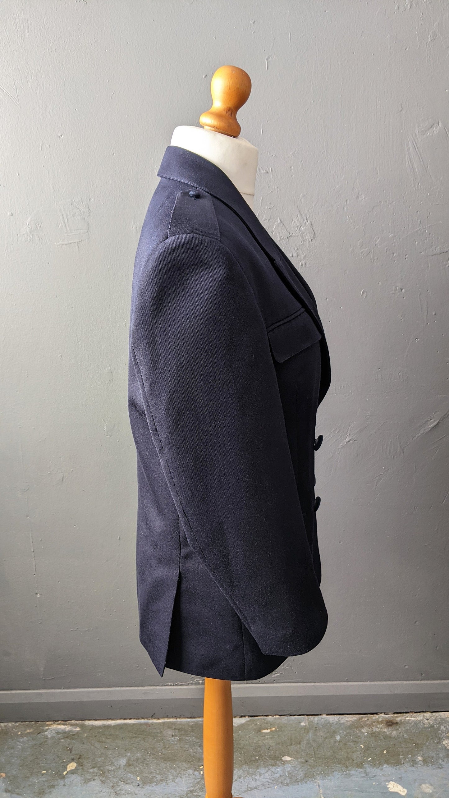 90s Navy Blue Double Breasted Jacket, Italian Wool Blazer, Size Medium