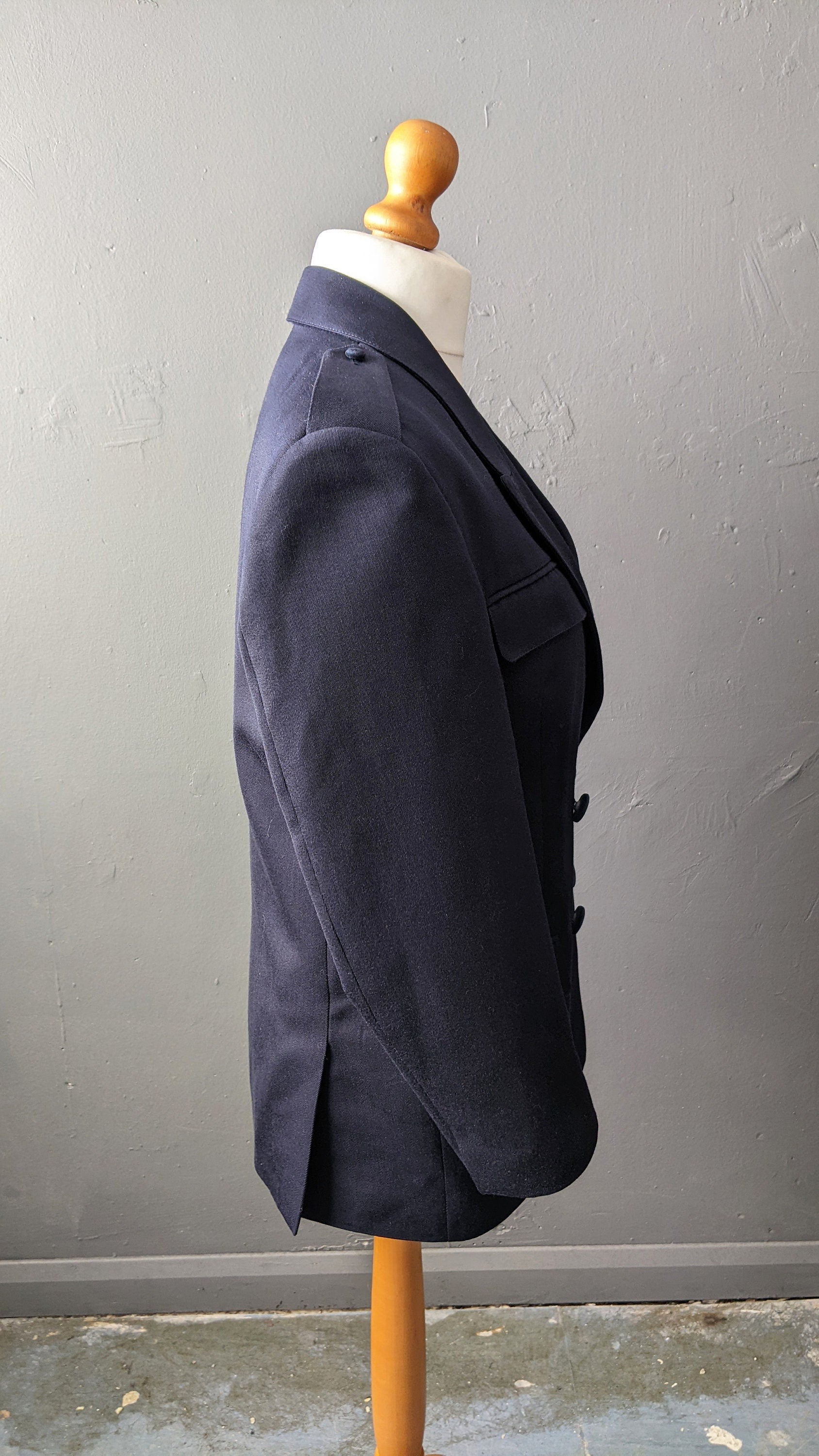 90s Navy Blue Double Breasted Jacket, Italian Wool Blazer, Size Medium