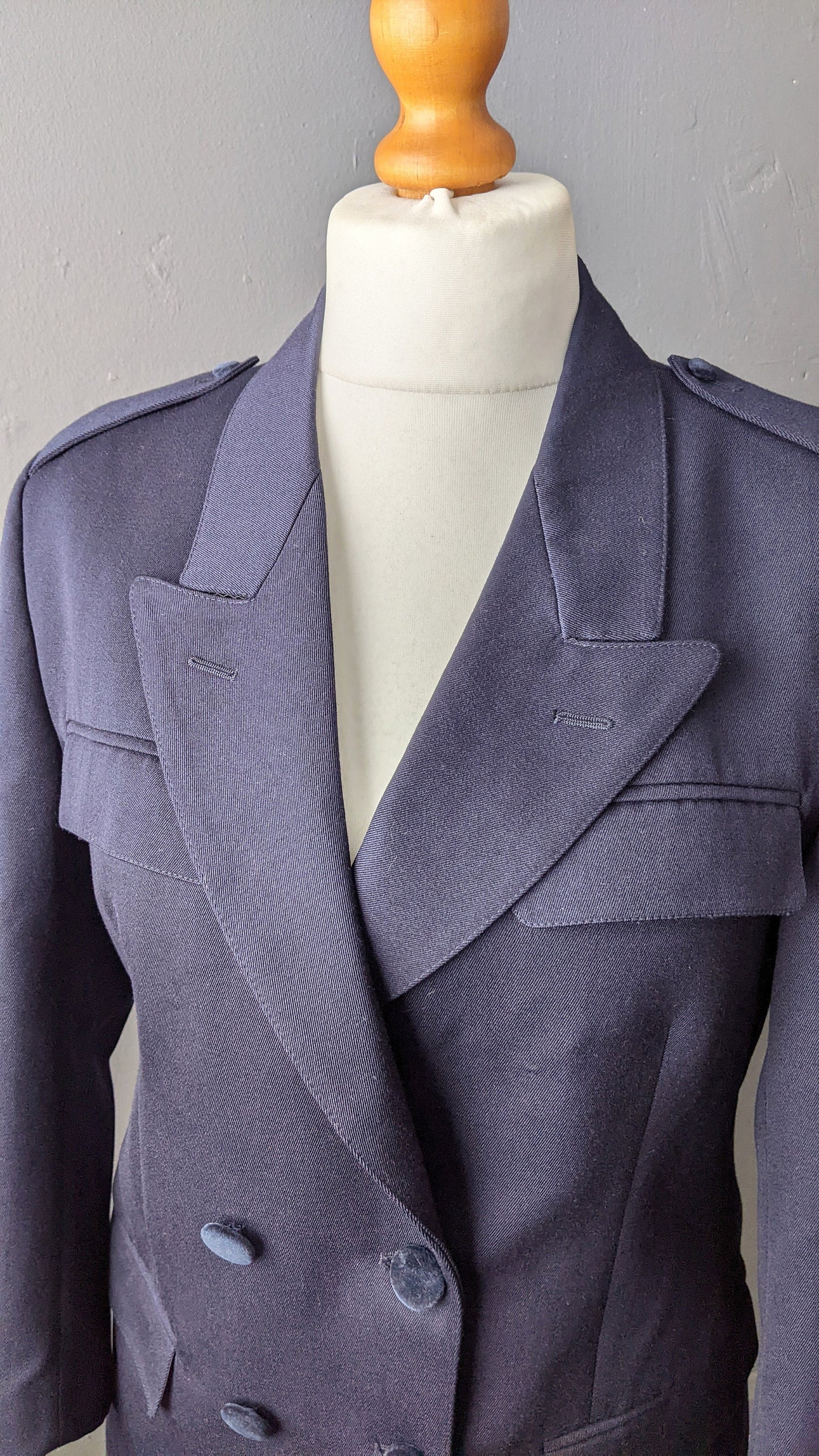 90s Navy Blue Double Breasted Jacket, Italian Wool Blazer, Size Medium
