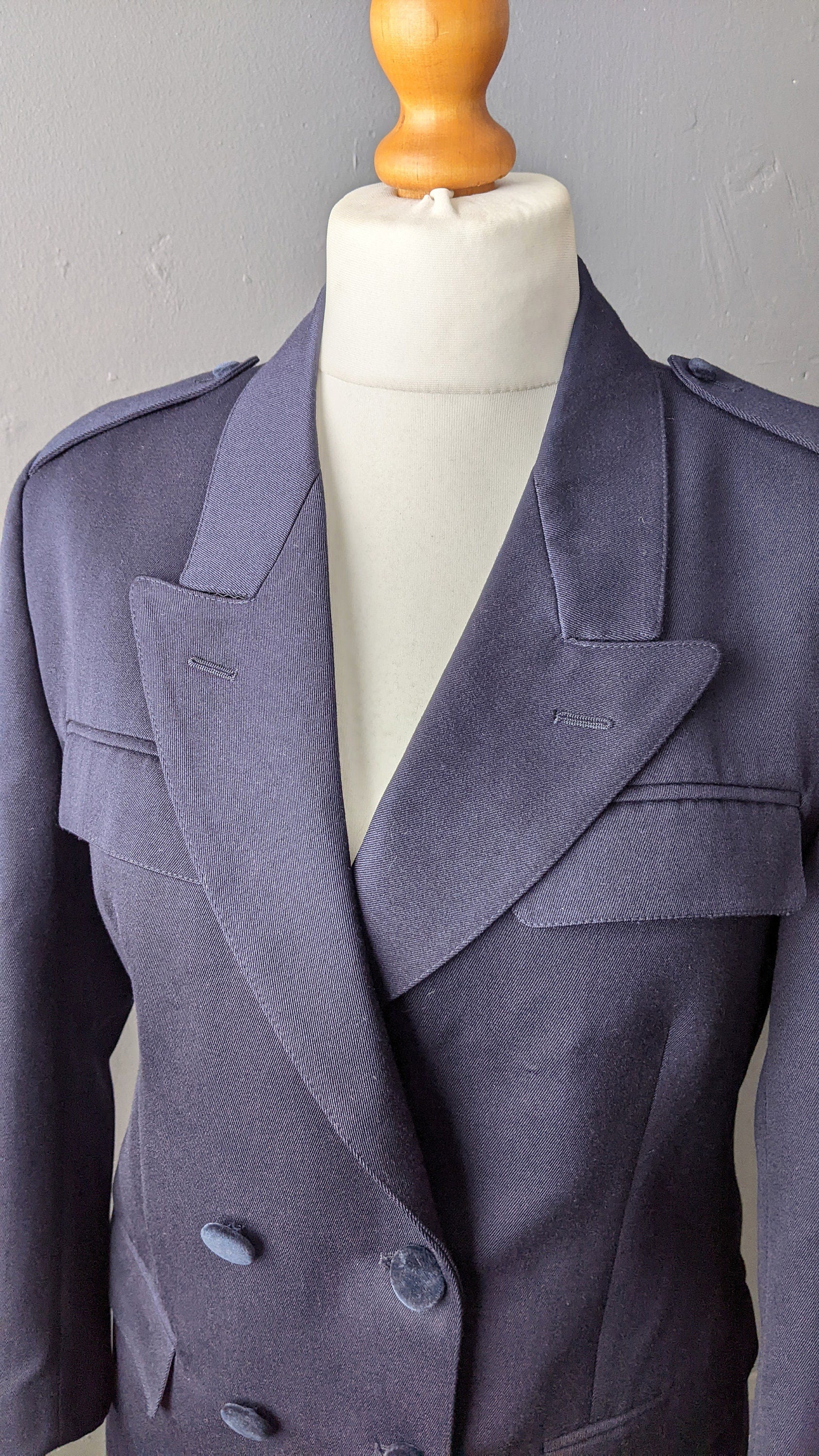 90s Navy Blue Double Breasted Jacket, Italian Wool Blazer, Size Medium