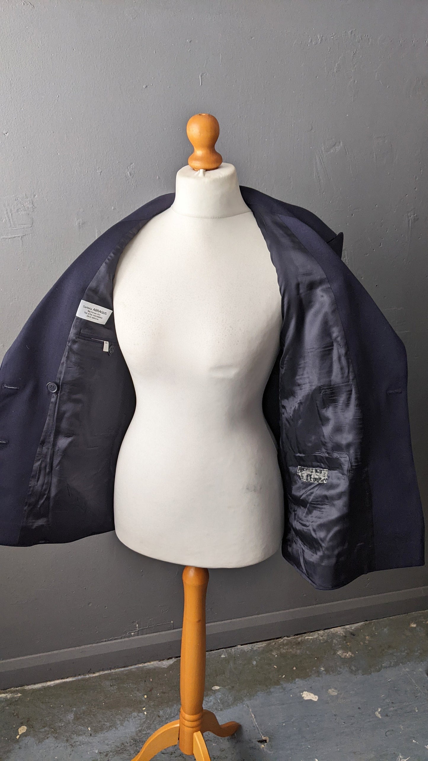 90s Navy Blue Double Breasted Jacket, Italian Wool Blazer, Size Medium