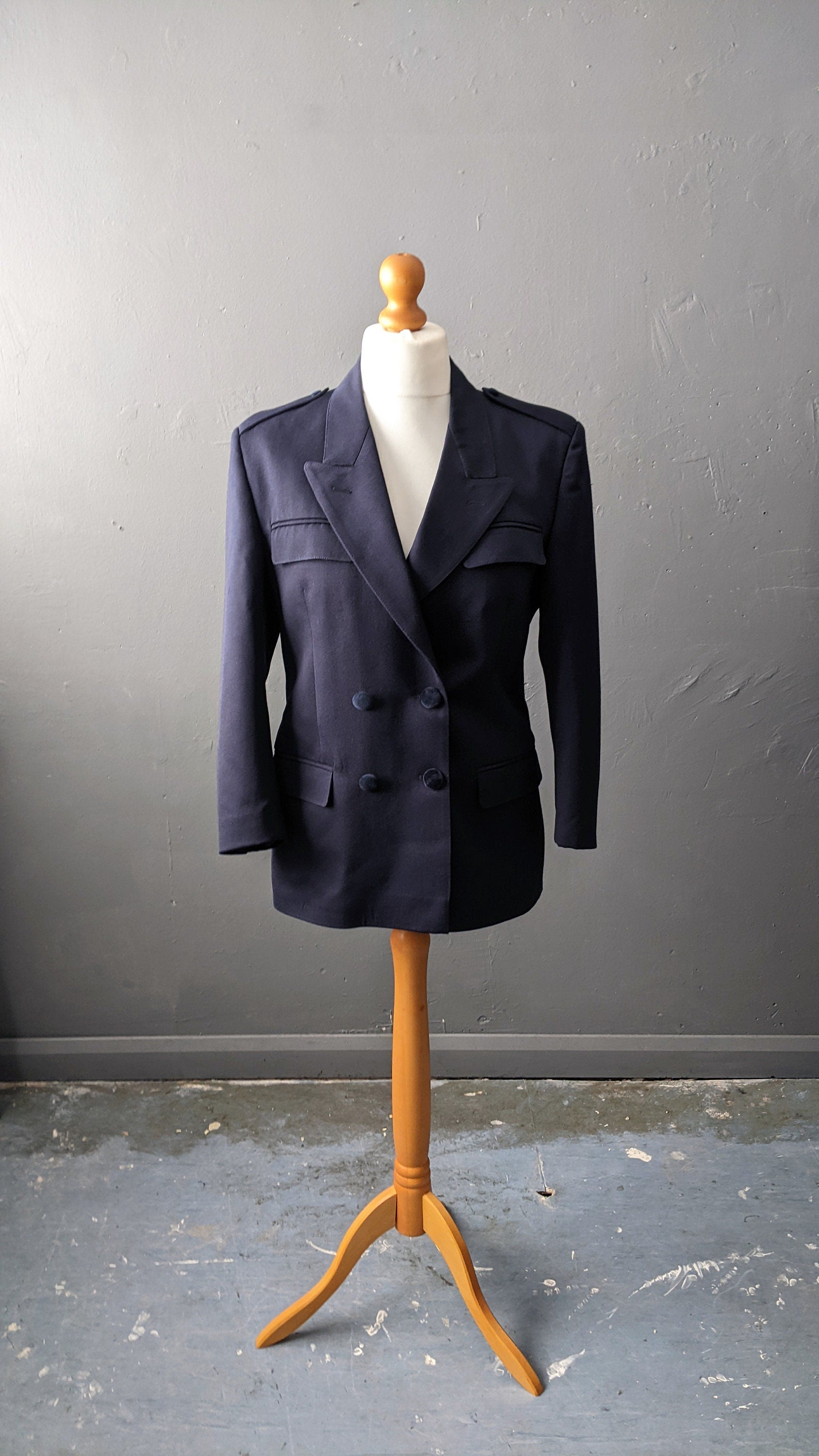 90s Navy Blue Double Breasted Jacket, Italian Wool Blazer, Size Medium