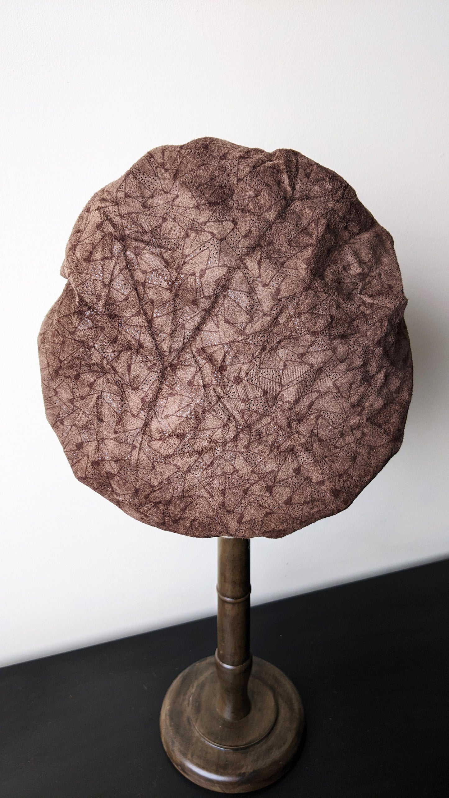 80s Fur Trimmed Cap, Medieval Style Beret, Renn Faire, Size Small