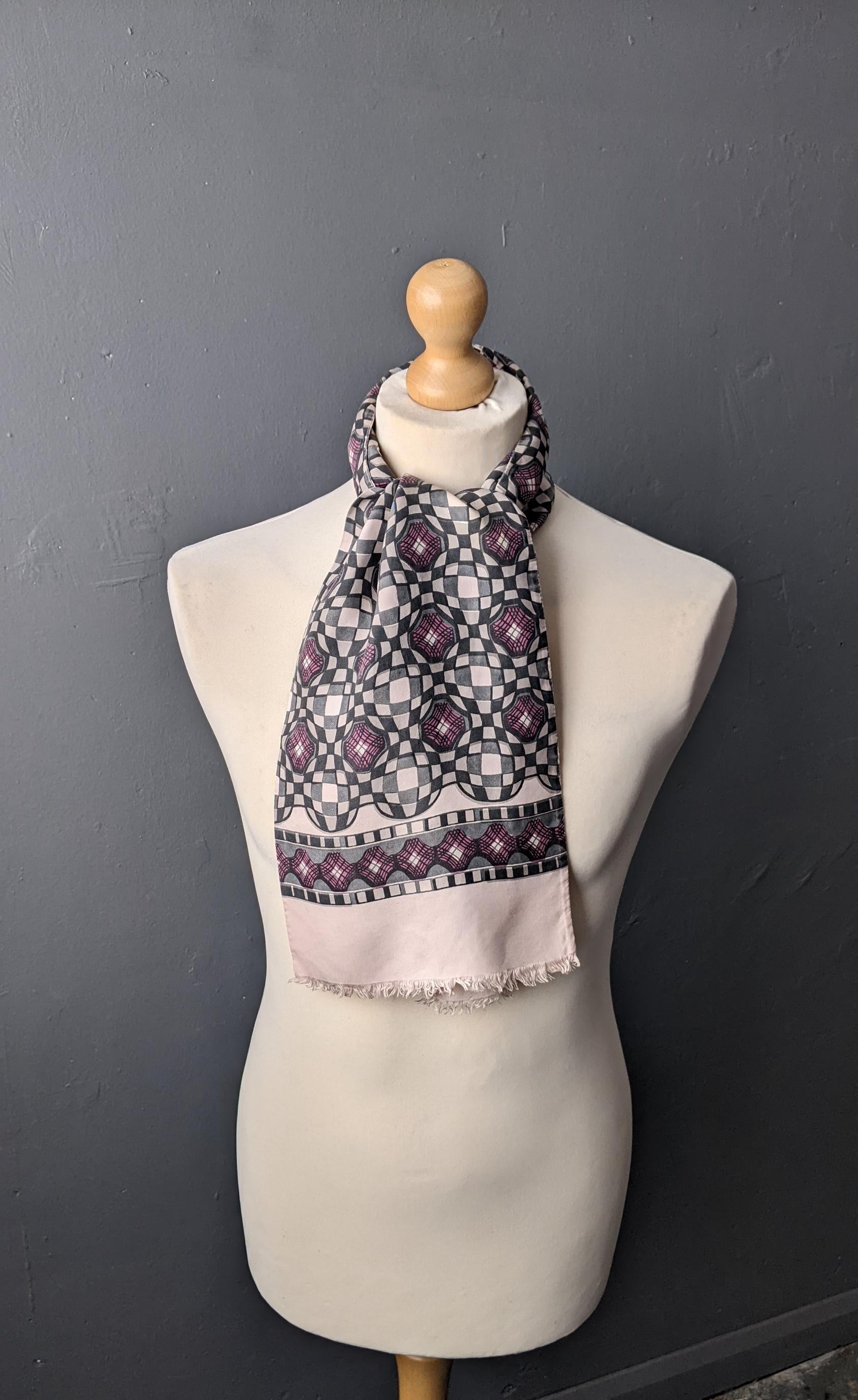 Mens Op Art Mod Scarf, 60s Bohemian Casual Cravat