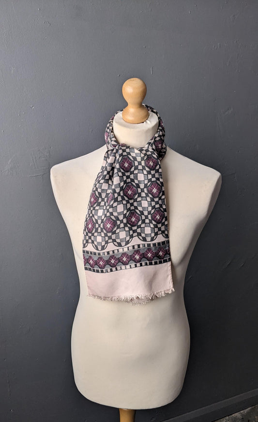 Mens Op Art Mod Scarf, 60s Bohemian Casual Cravat