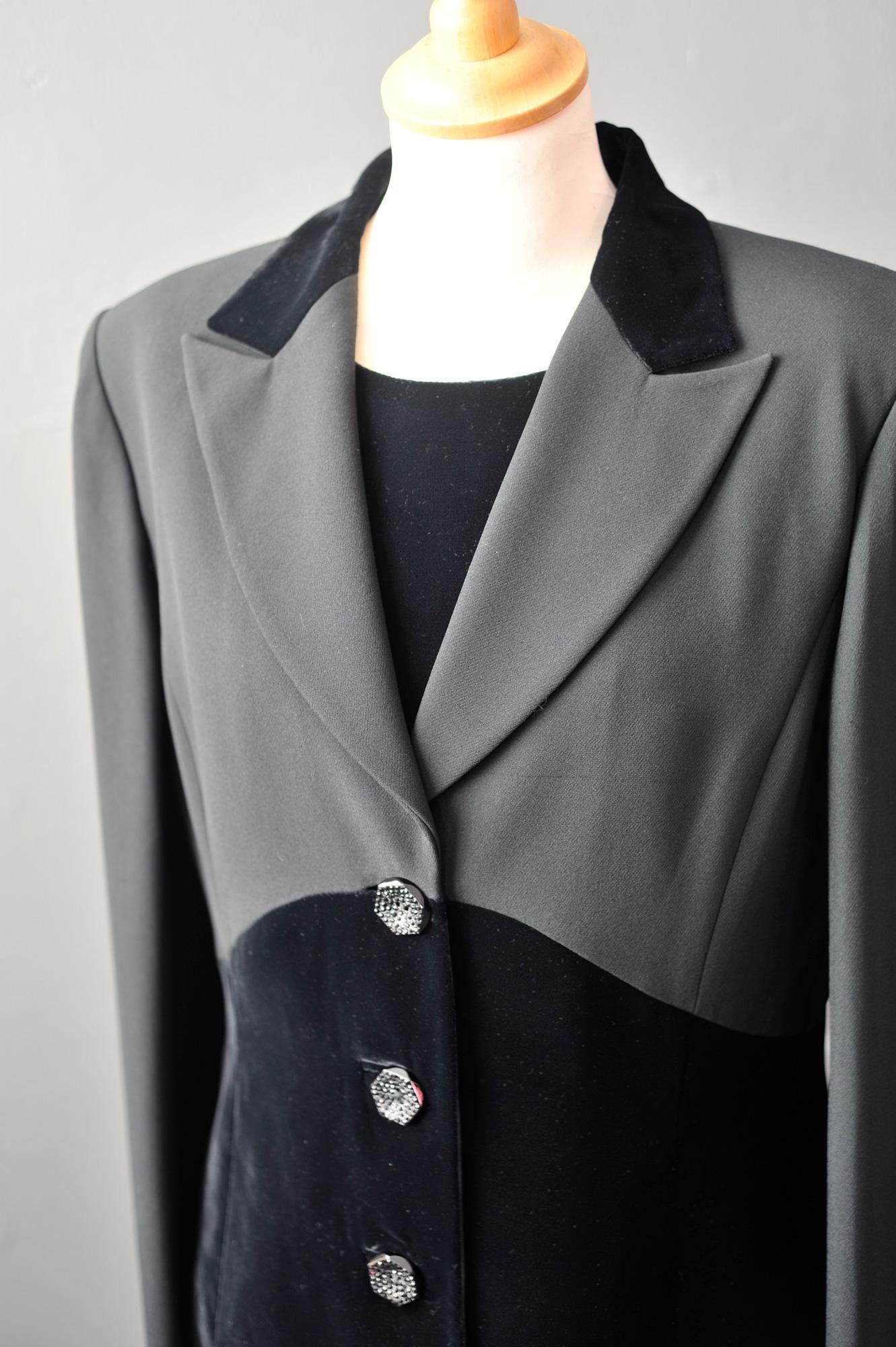 90s Two Piece Velvet Dress Suit by Paola Antonini, Italian Vintage, Size Medium