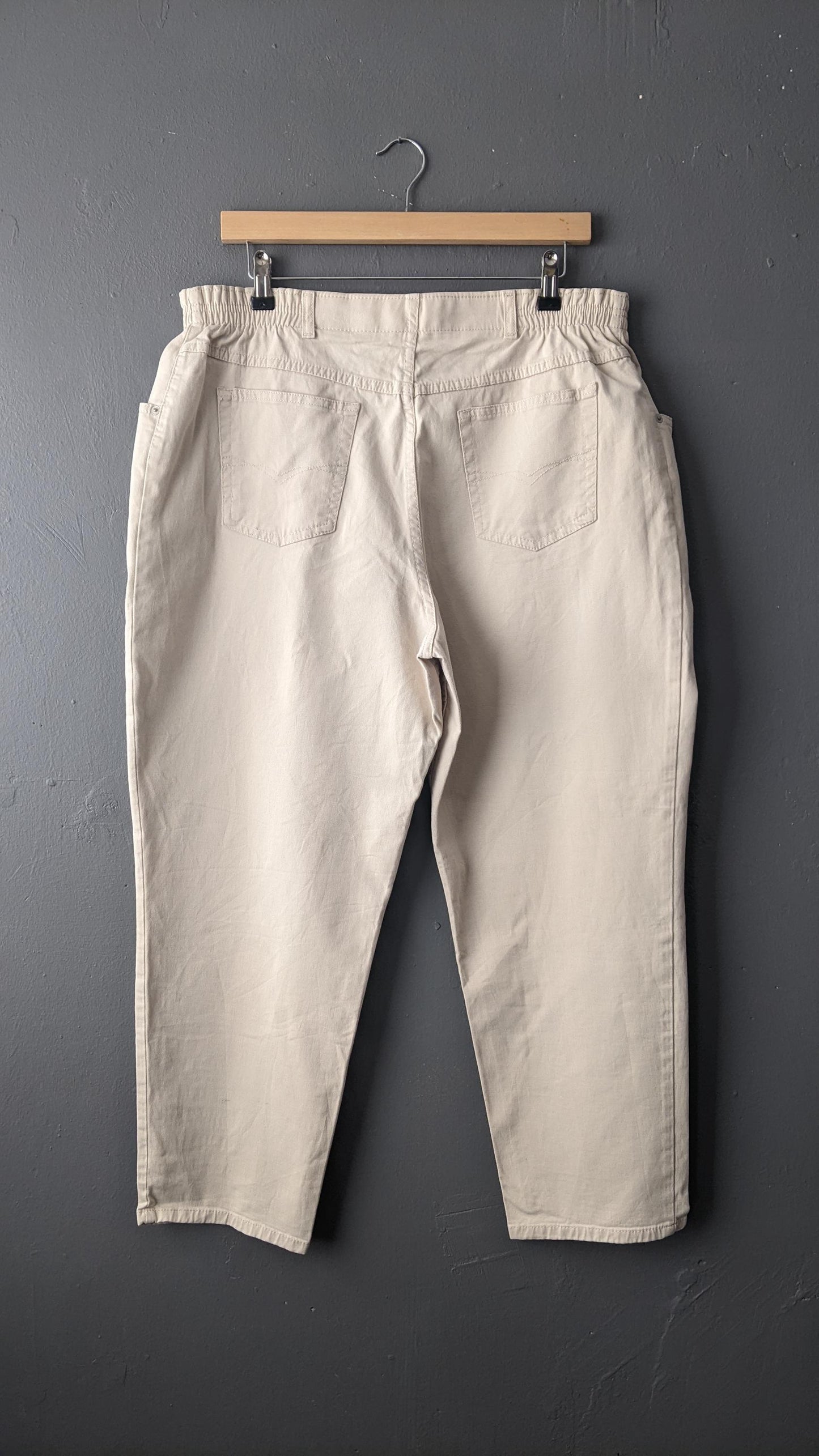 Vintage Cream Beige Twill Trousers, Size XL