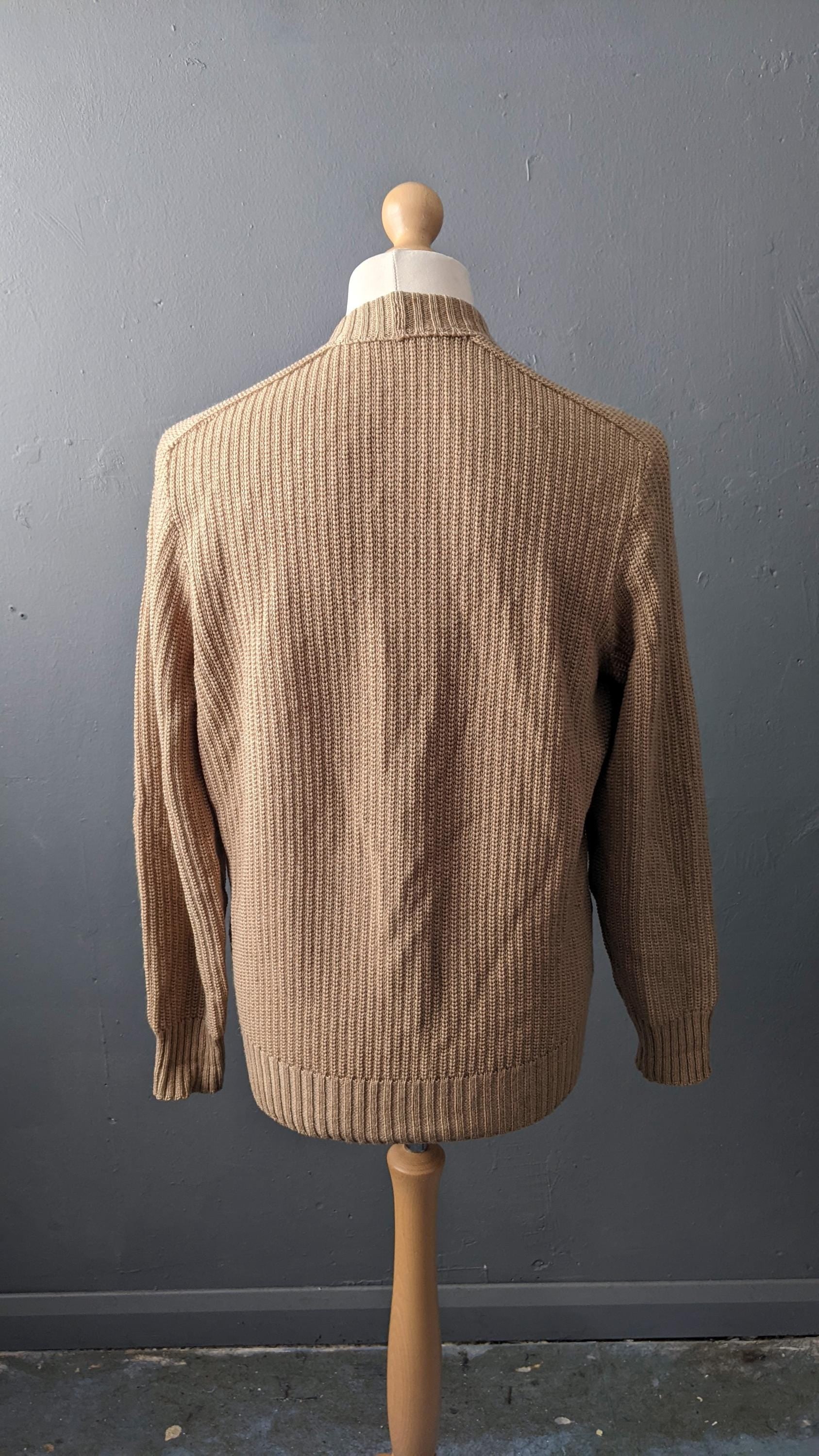 80s Mens Suede Cardigan Jacket, Size Large 44 46 Chest