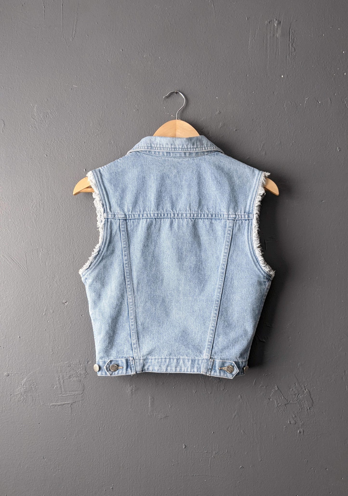 Vintage 90s Faded Wash Denim Vest: Sleeveless Jean Jacket, Mens XS