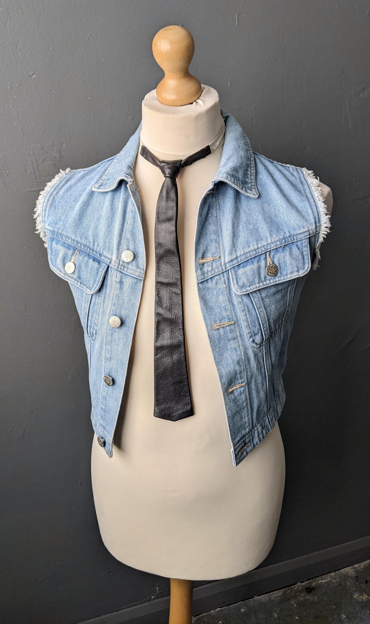 Vintage 90s Faded Wash Denim Vest: Sleeveless Jean Jacket, Mens XS