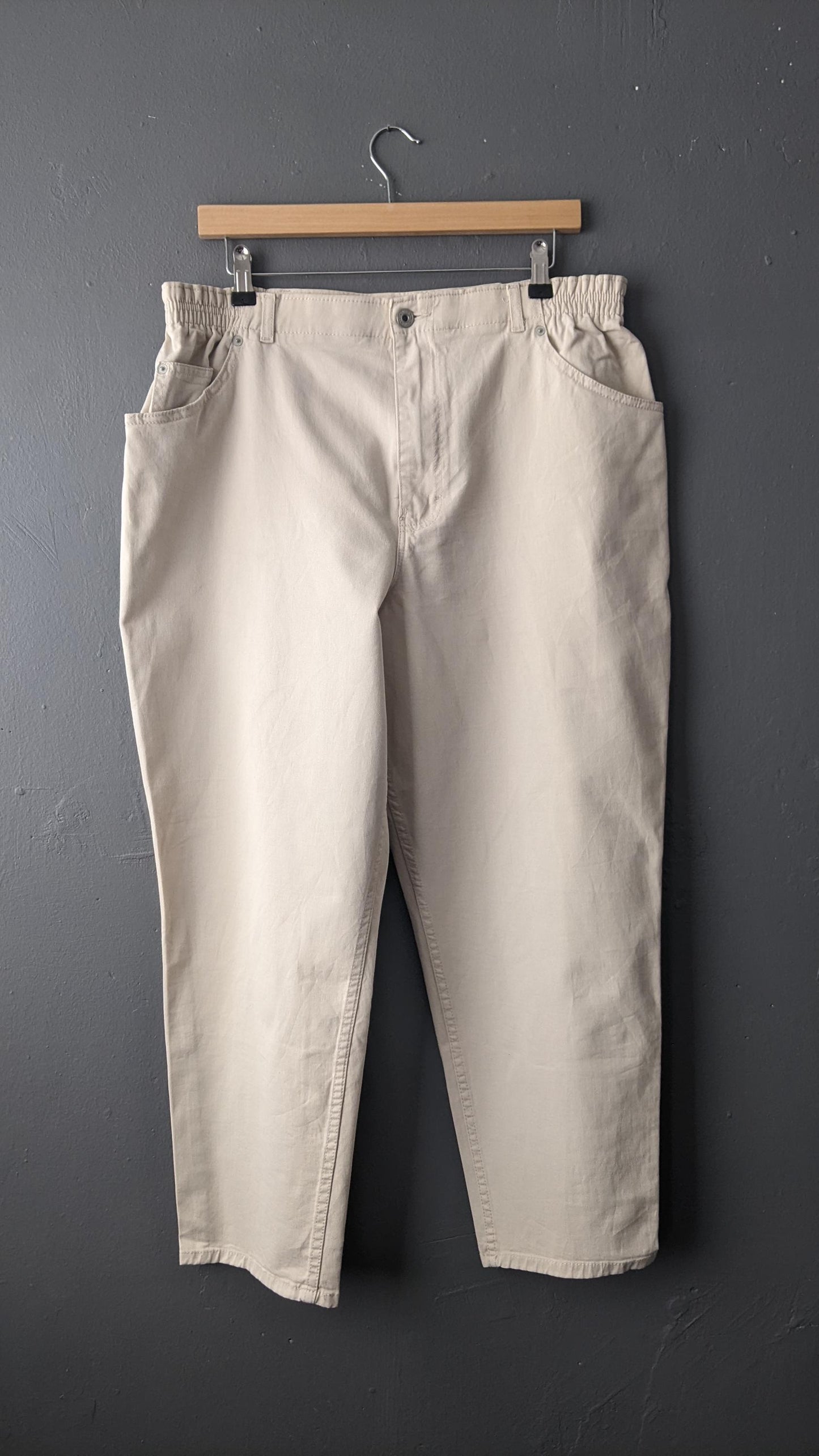 Vintage Cream Beige Twill Trousers, Size XL