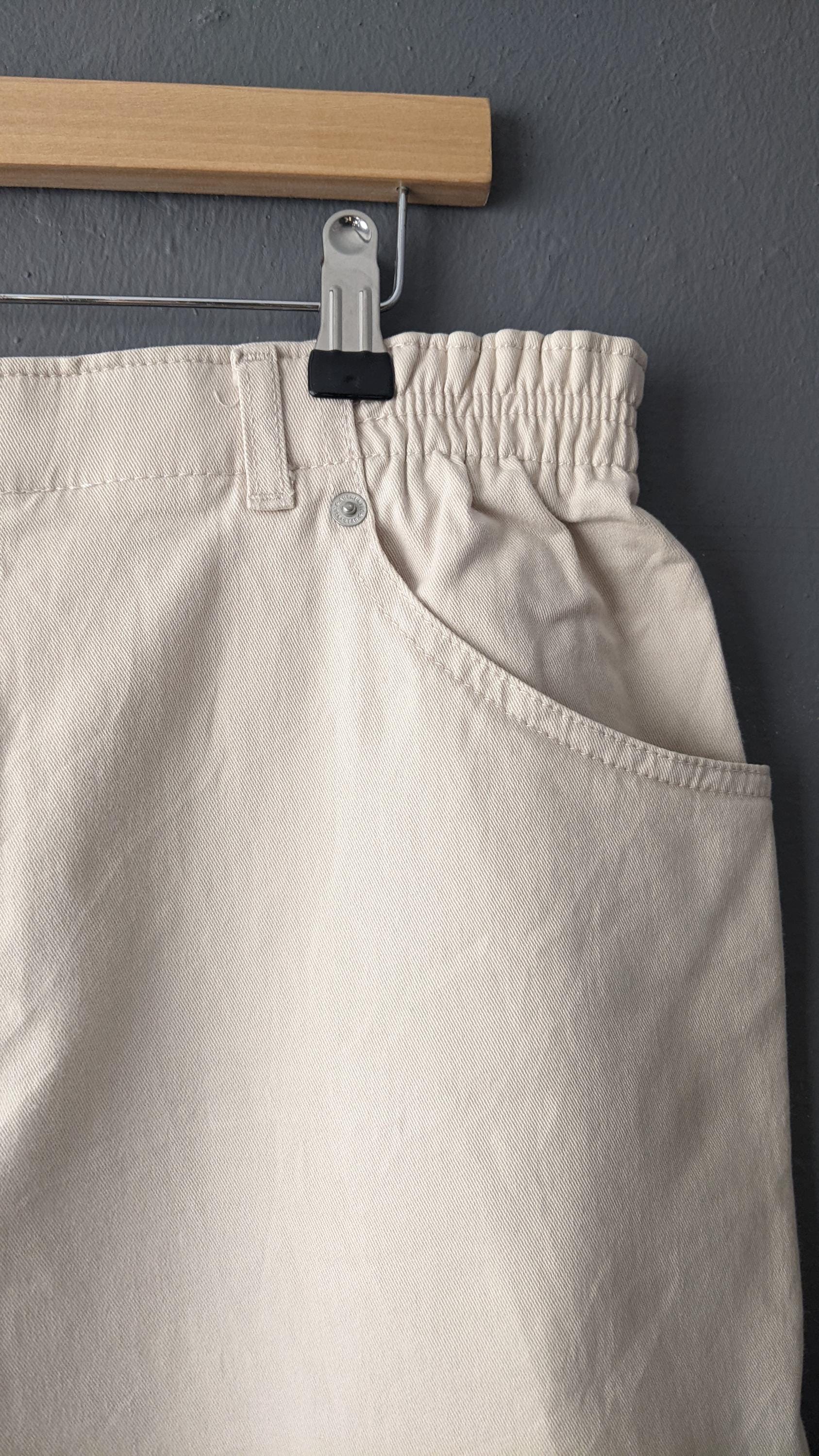 Vintage Cream Beige Twill Trousers, Size XL