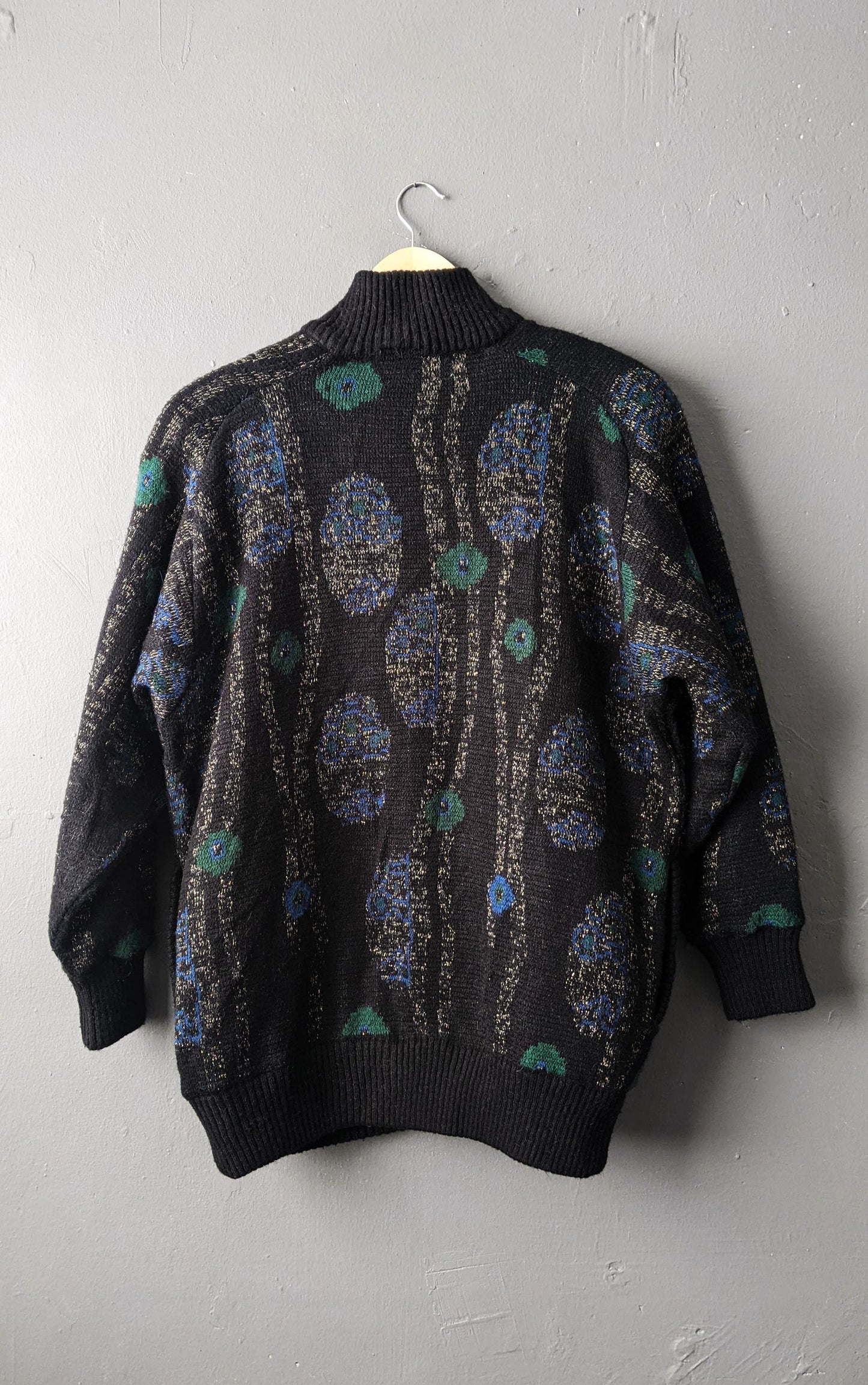 80s Klimt Nouveau Cardigan, Warm Long Coatigan, Medium to Plus Size