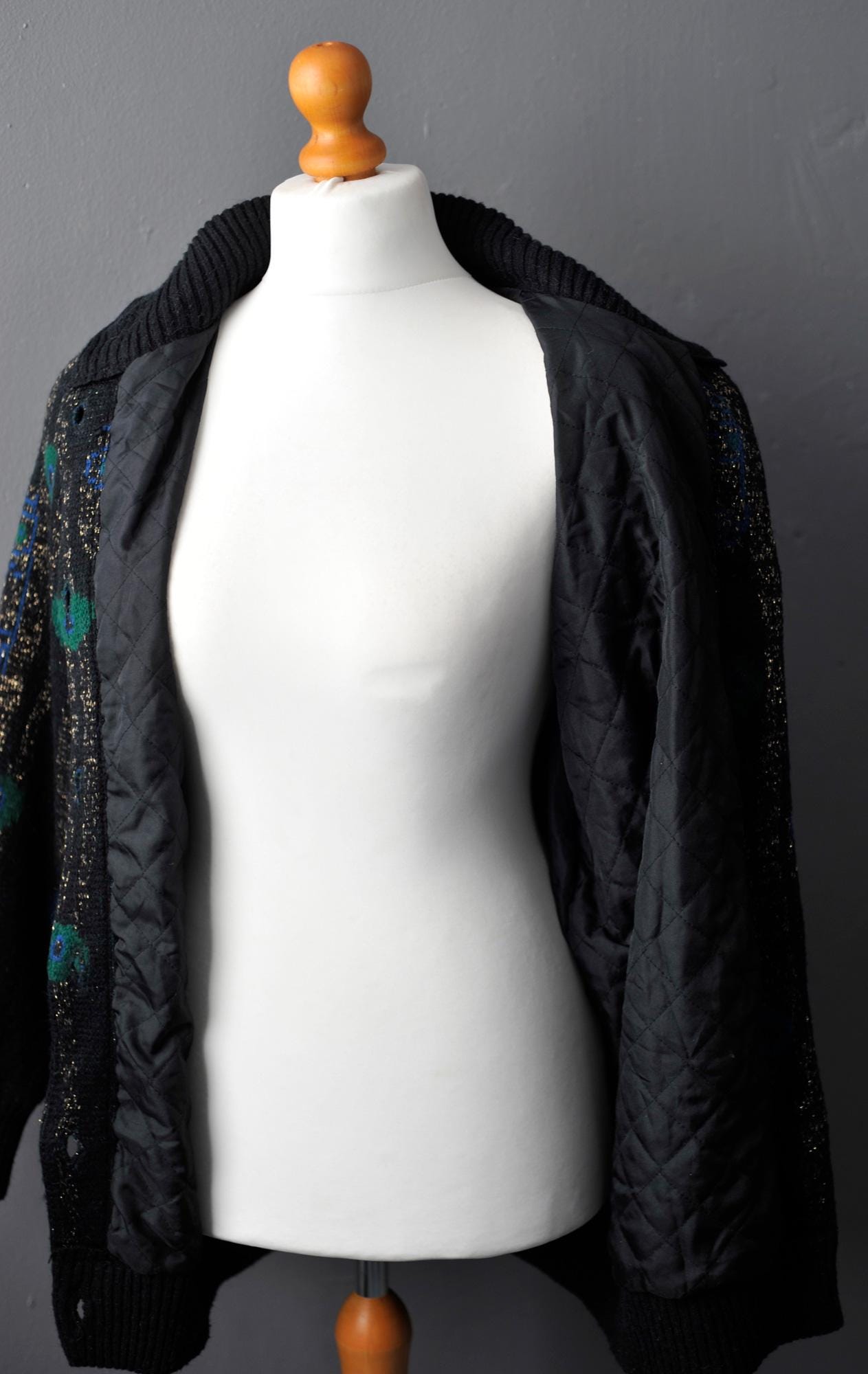 80s Klimt Nouveau Cardigan, Warm Long Coatigan, Medium to Plus Size