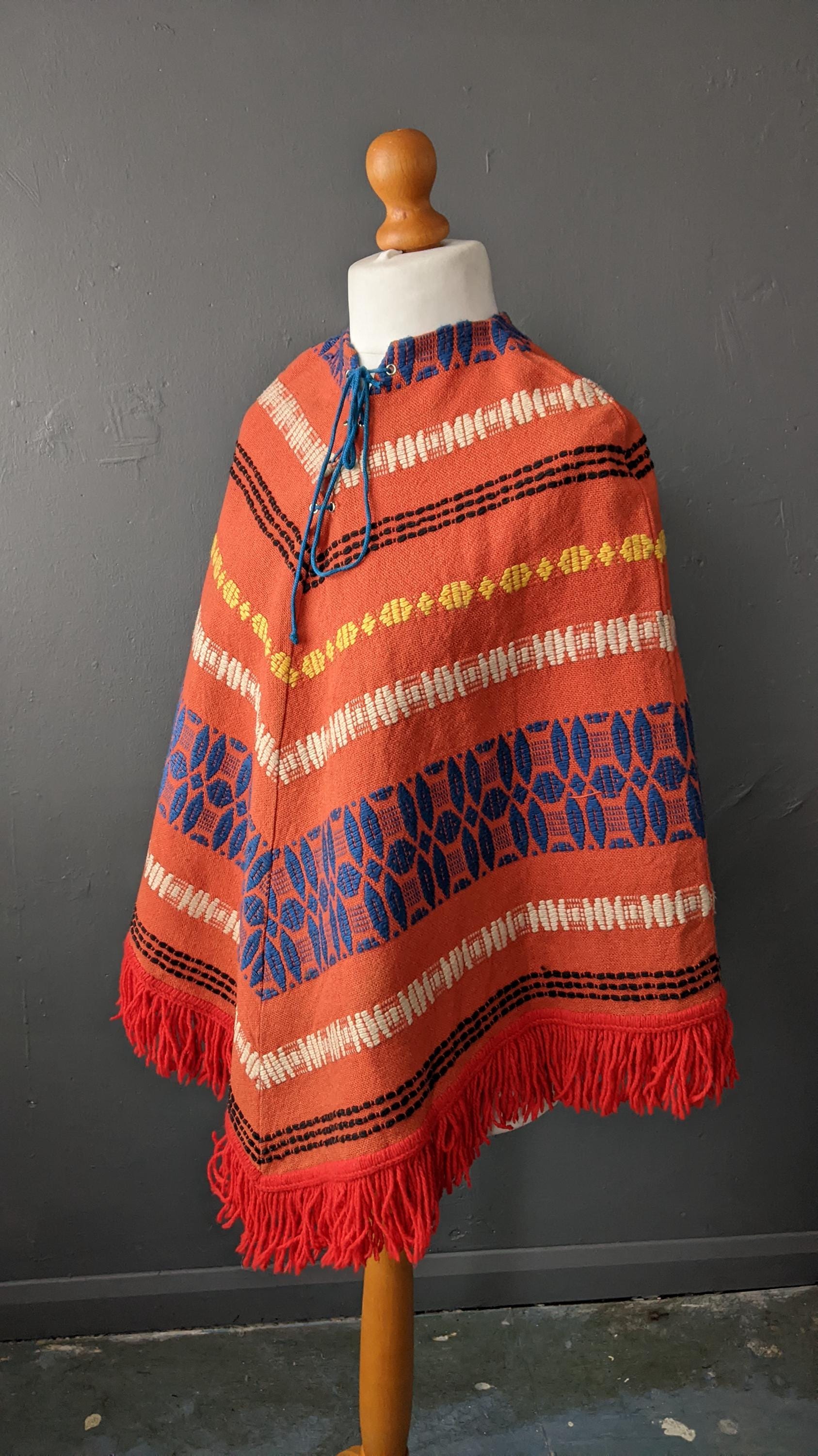 Vintage 70s Multicoloured Poncho, One Size