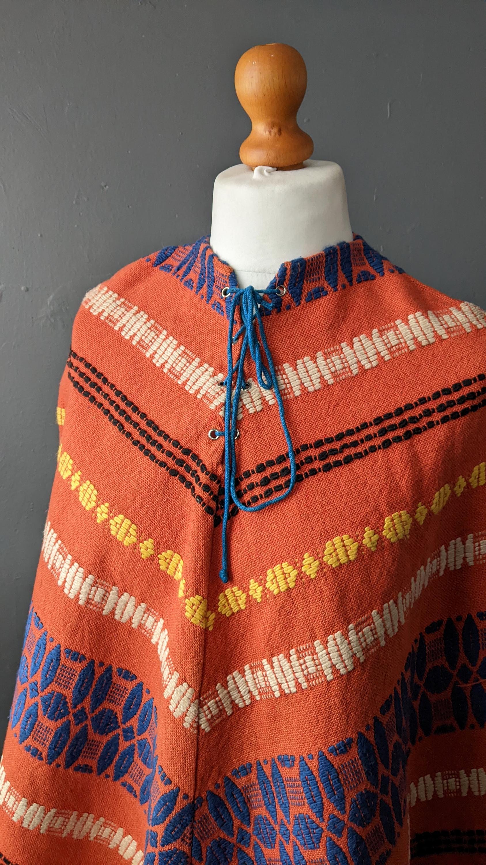 Vintage 70s Multicoloured Poncho, One Size