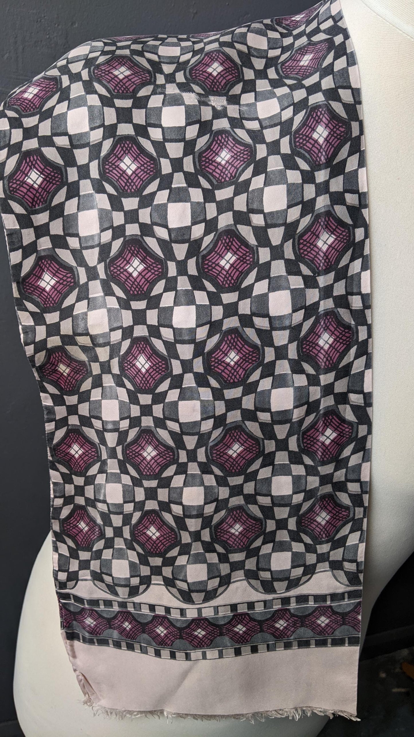 Mens Op Art Mod Scarf, 60s Bohemian Casual Cravat