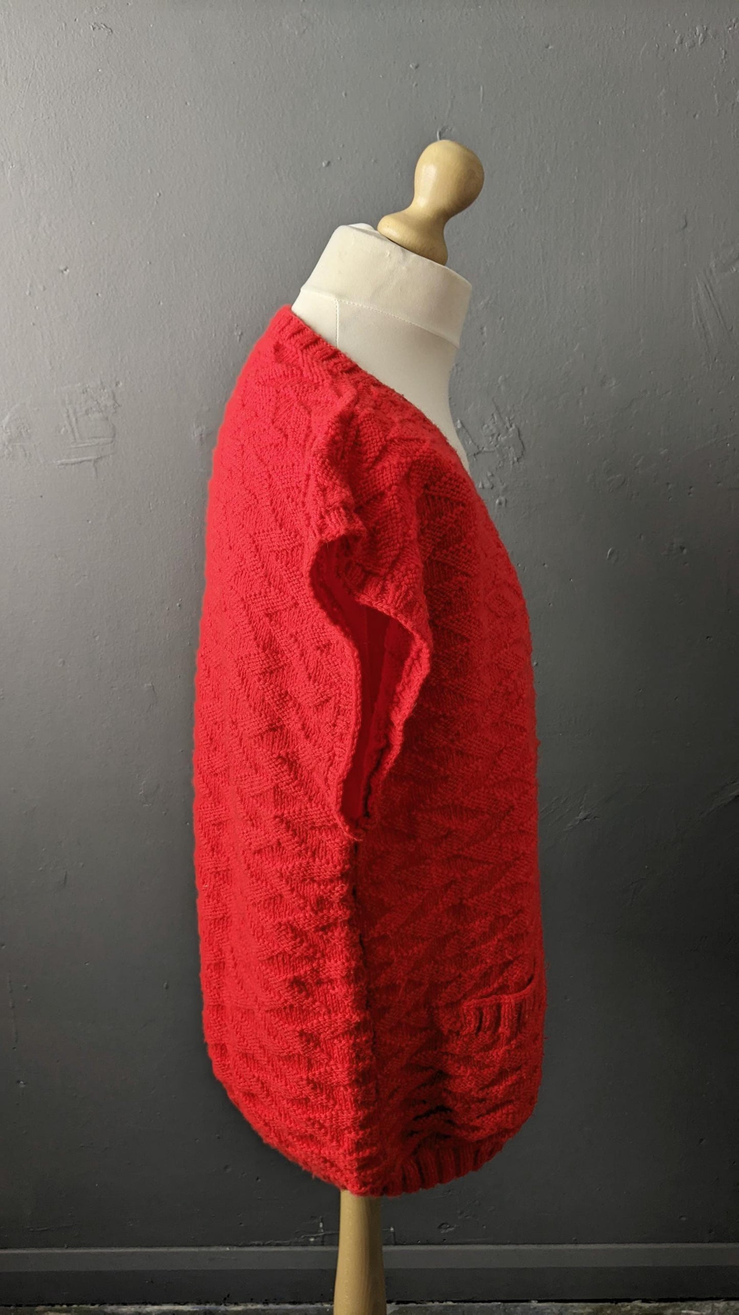 Mens 70s Knit Tank Top, V Neck Cardigan Vest, Size XL 48 Chest