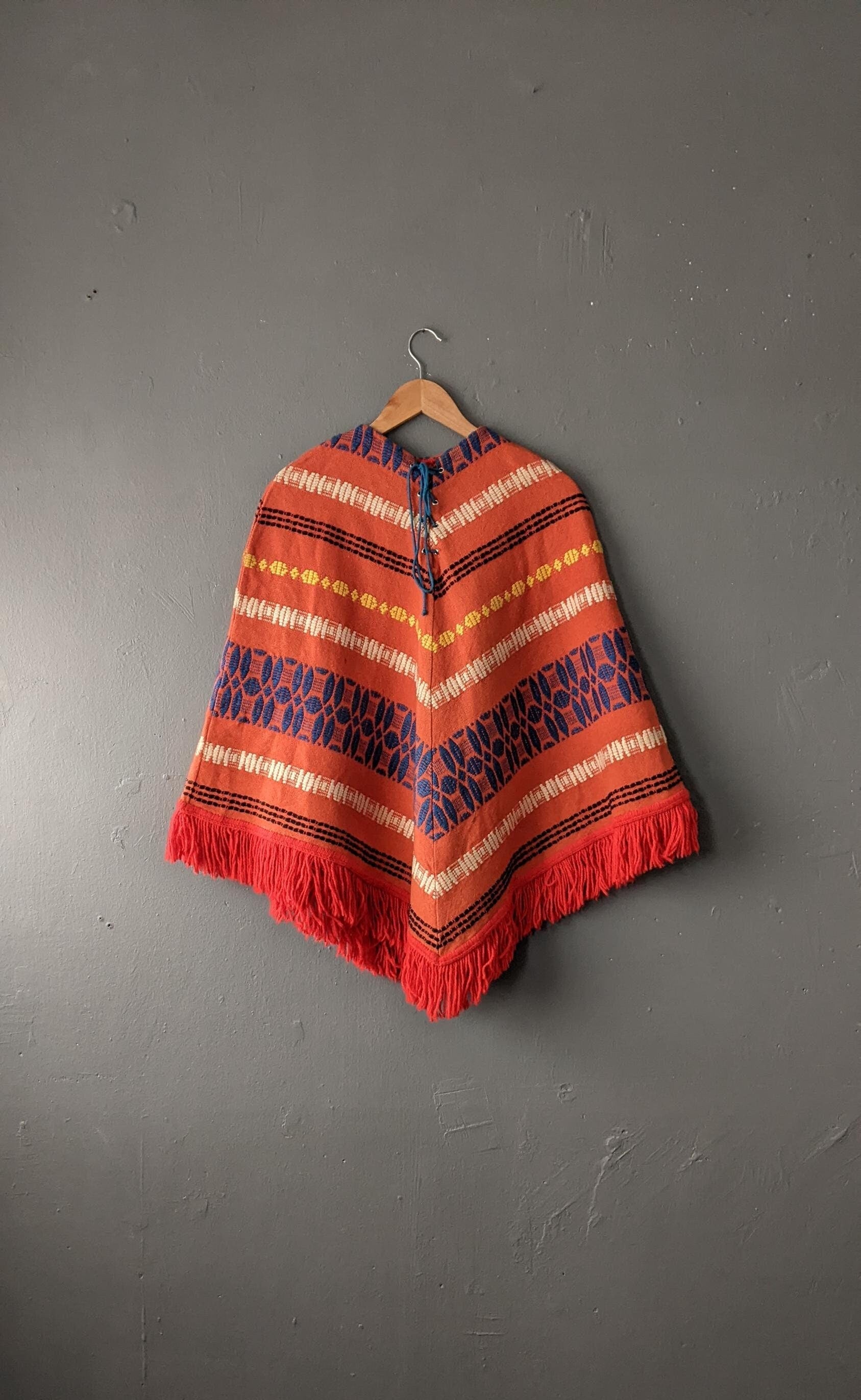 Vintage 70s Multicoloured Poncho, One Size