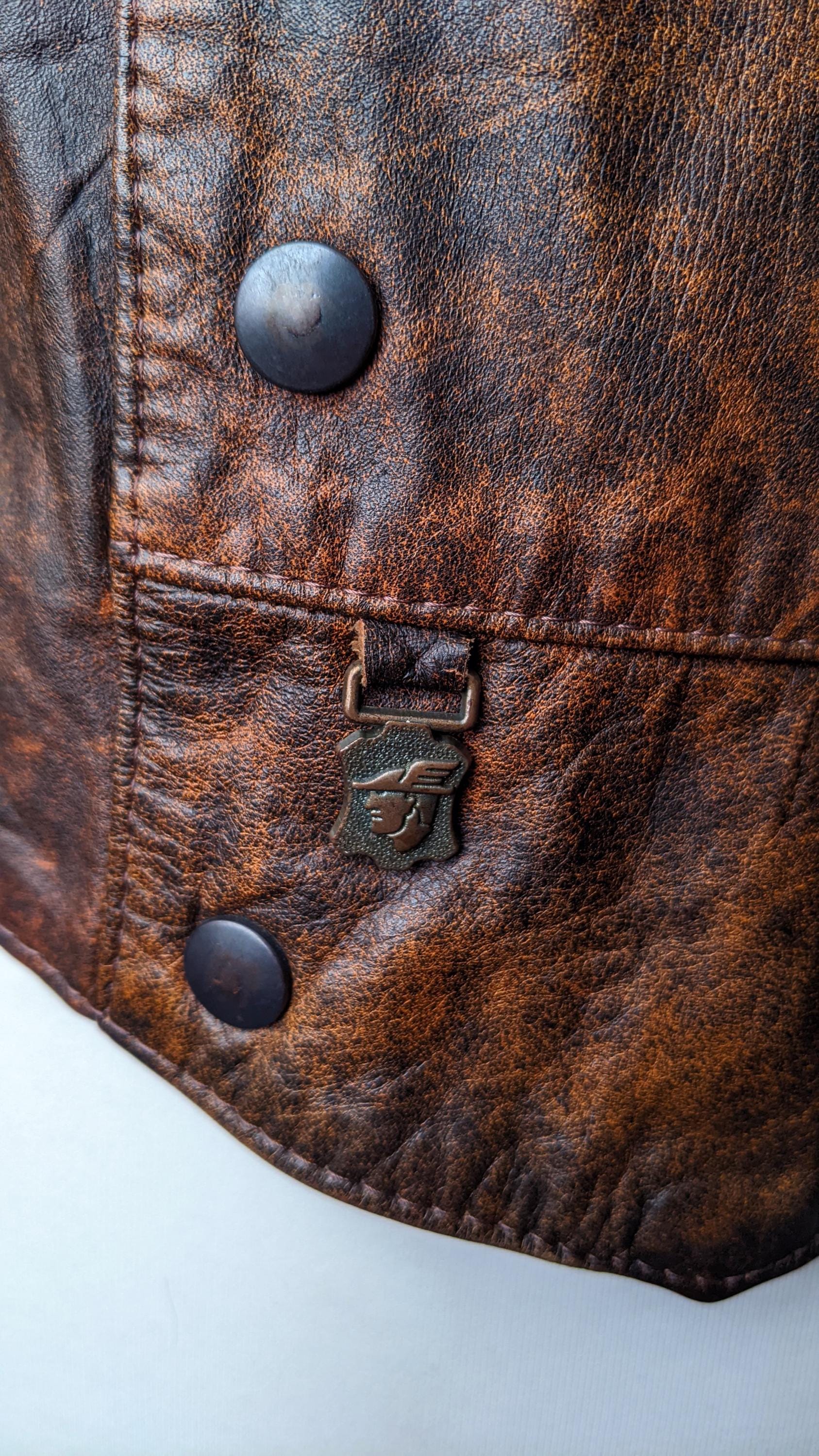 Vintage 80s Leather Coat, Eighties Dieselpunk Biker Jacket, Size Medium