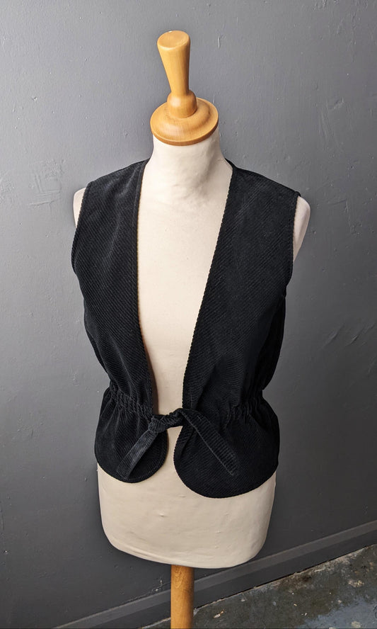 Vintage 80s Corduroy Waistcoat, Lightweight Cotton Vest, Size Small