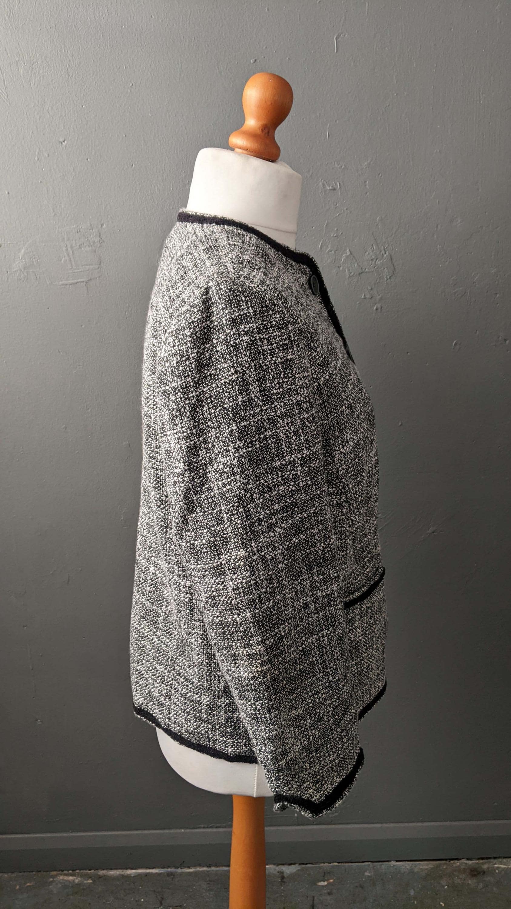 90s Black and White Tweed Wool Blend Jacket, Smart Casual Coat, Size Large