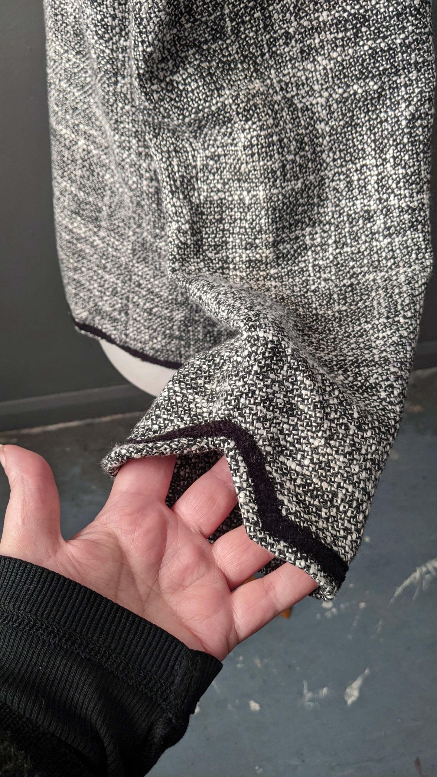 90s Black and White Tweed Wool Blend Jacket, Smart Casual Coat, Size Large