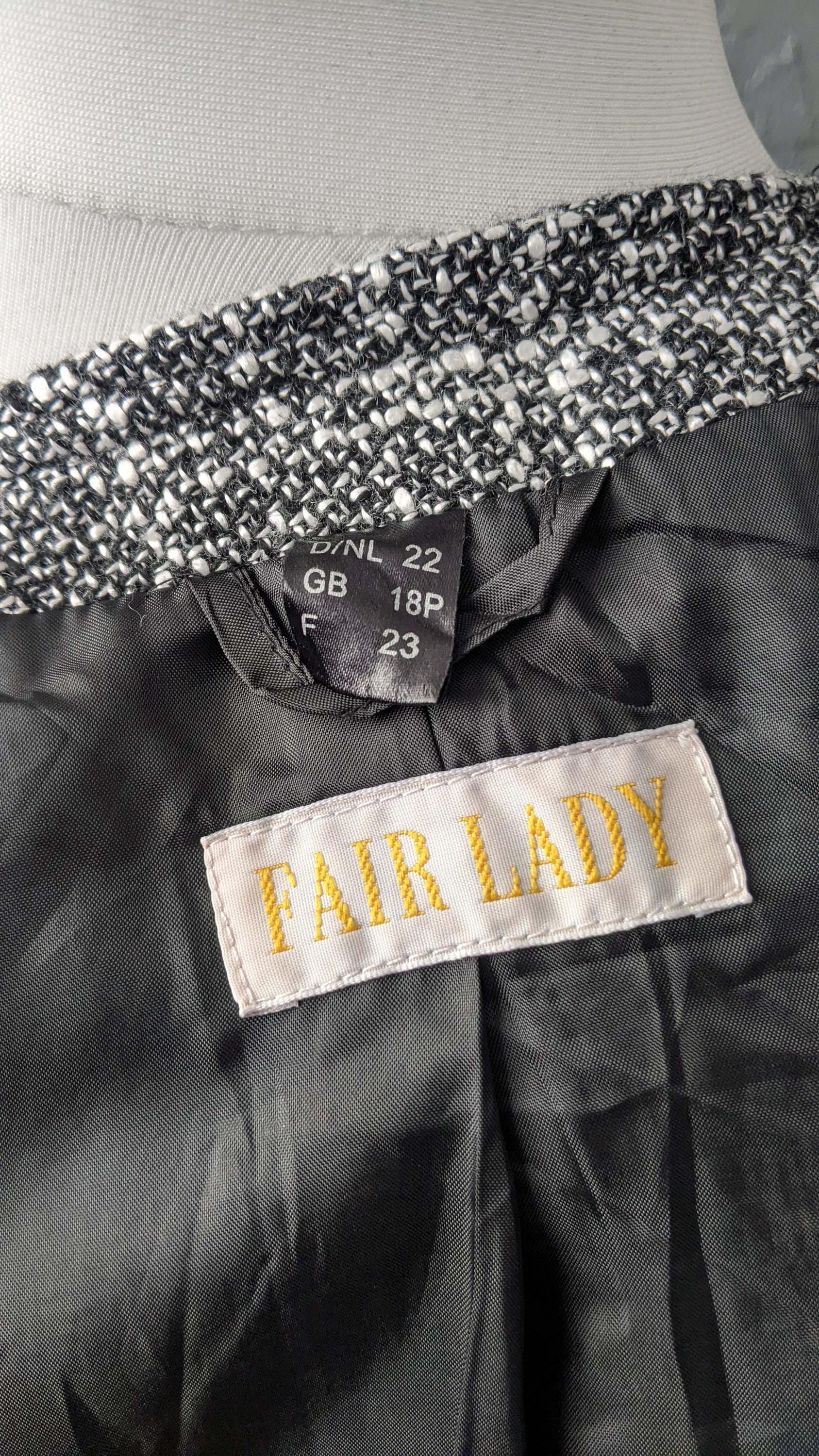 90s Black and White Tweed Wool Blend Jacket, Smart Casual Coat, Size Large