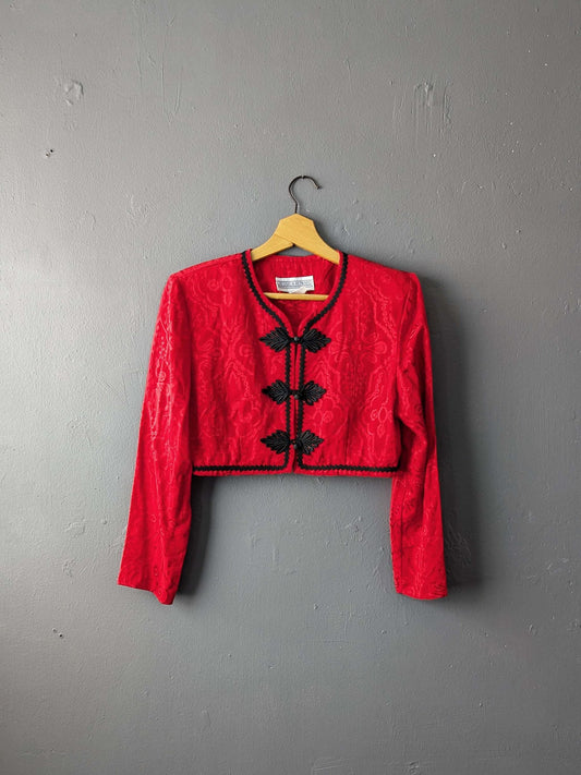 80s Cropped Jacket by Jessica Howard, Matador Style Bolero, Size Medium