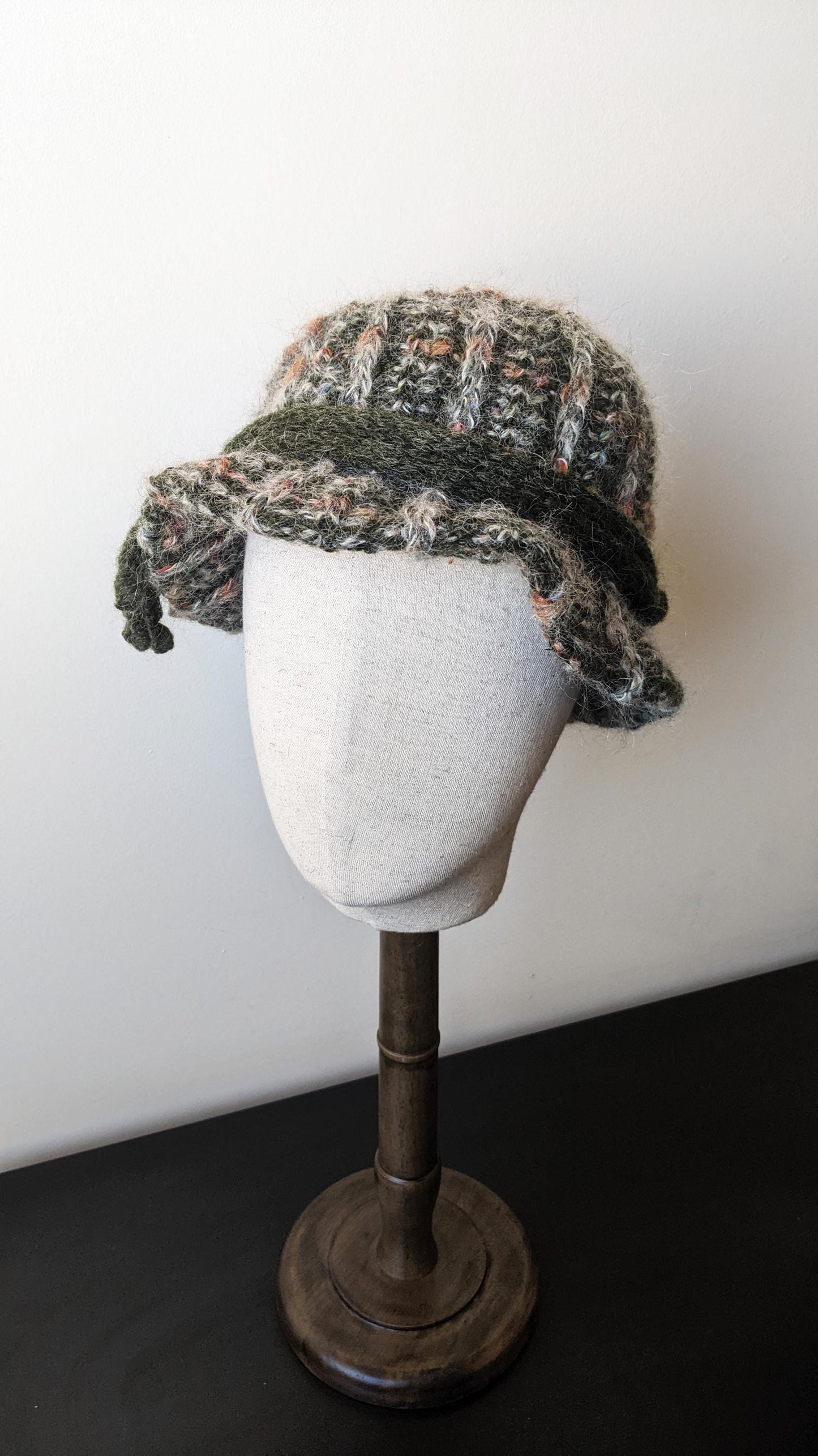 90s Fluffy Mohair Wool Hat, Country Style Winter Headwear, Size Small