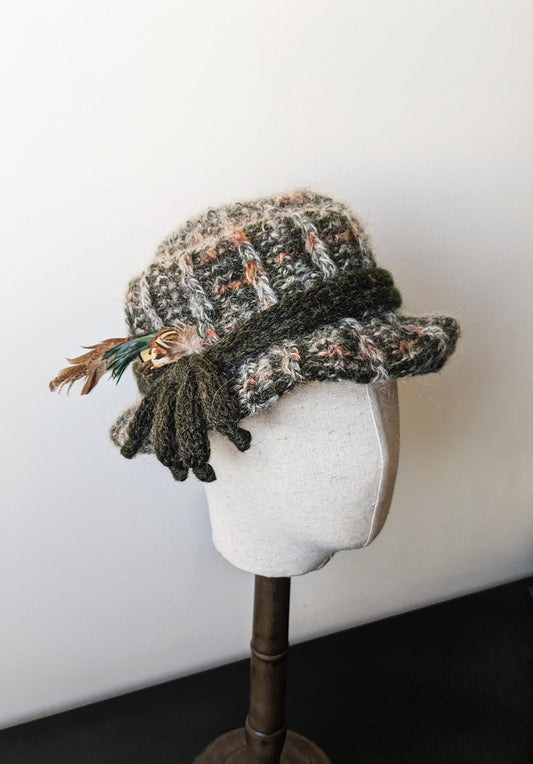 90s Fluffy Mohair Wool Hat, Country Style Winter Headwear, Size Small