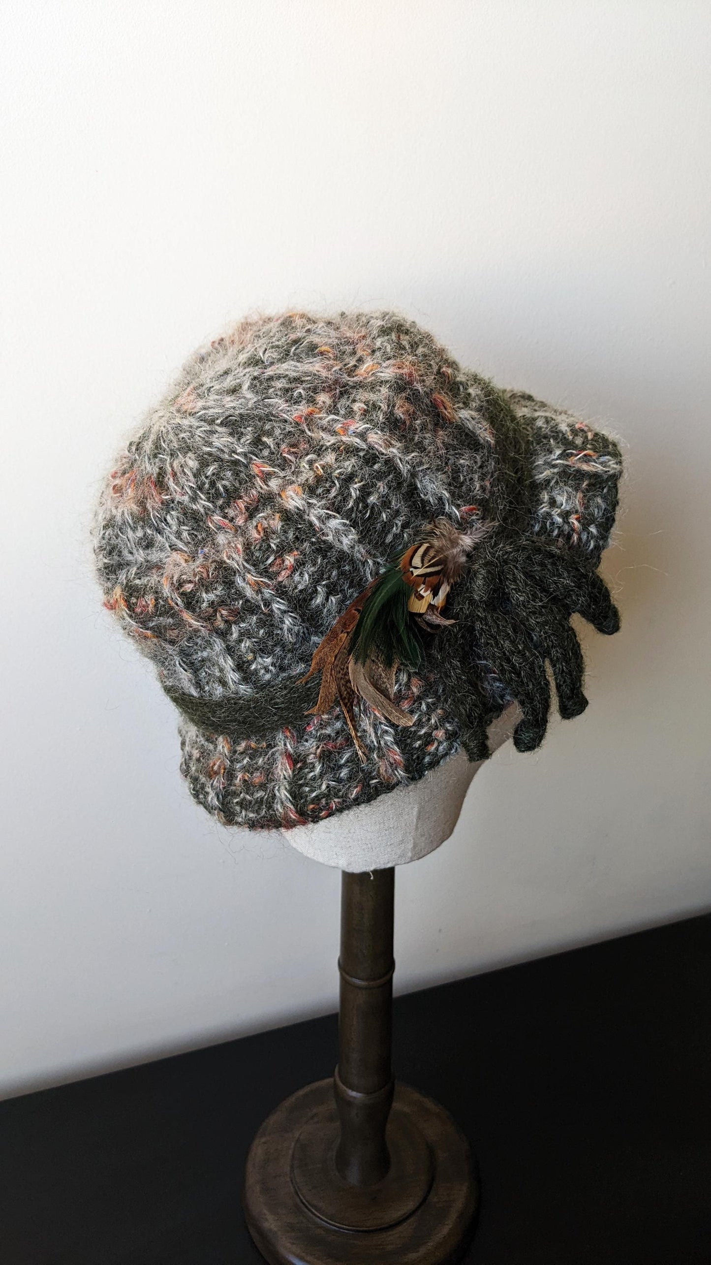 90s Fluffy Mohair Wool Hat, Country Style Winter Headwear, Size Small