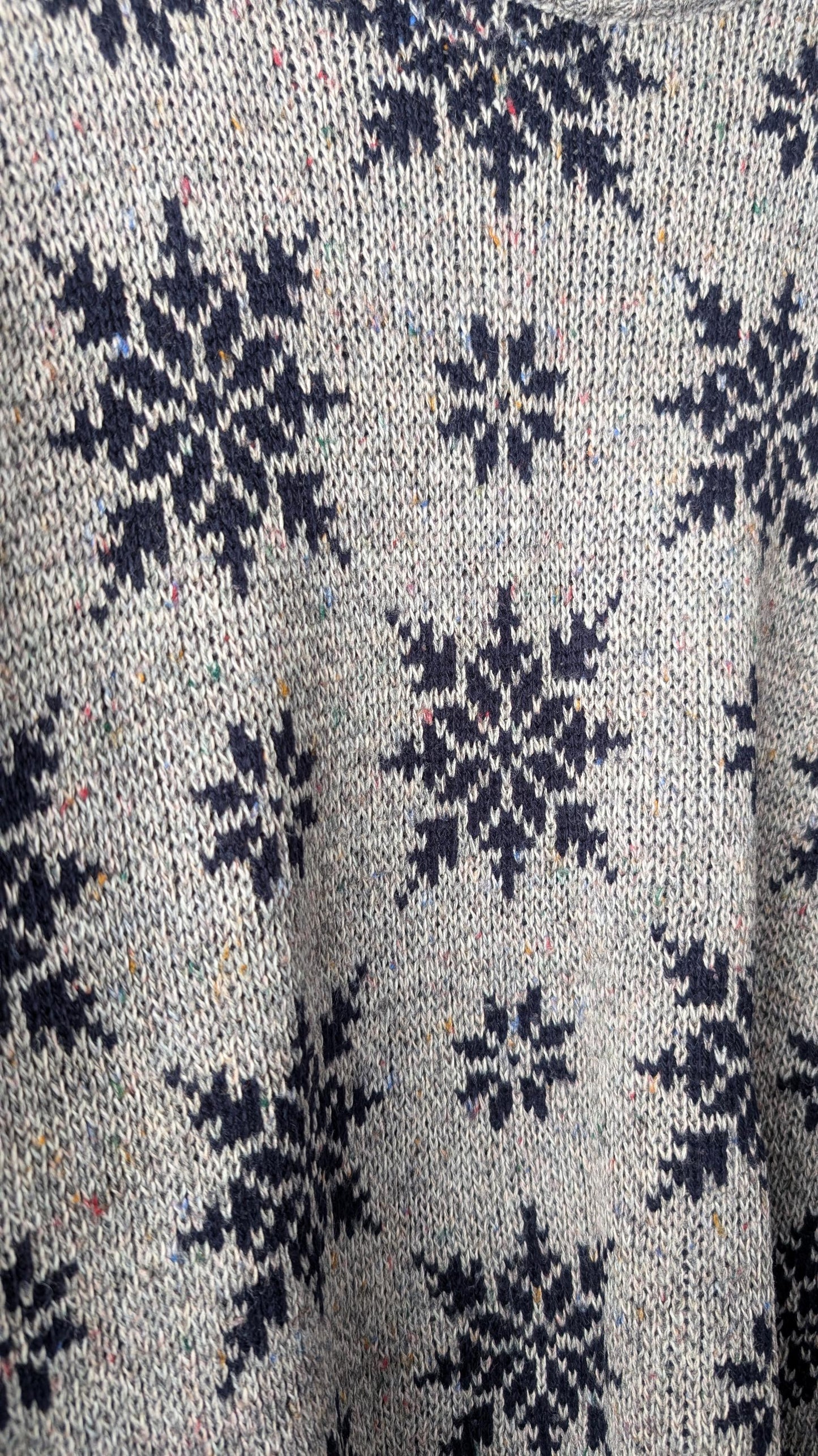 90s Snowflake Sweater, Boyfriend Oversized Slouchy Jumper, Size Large
