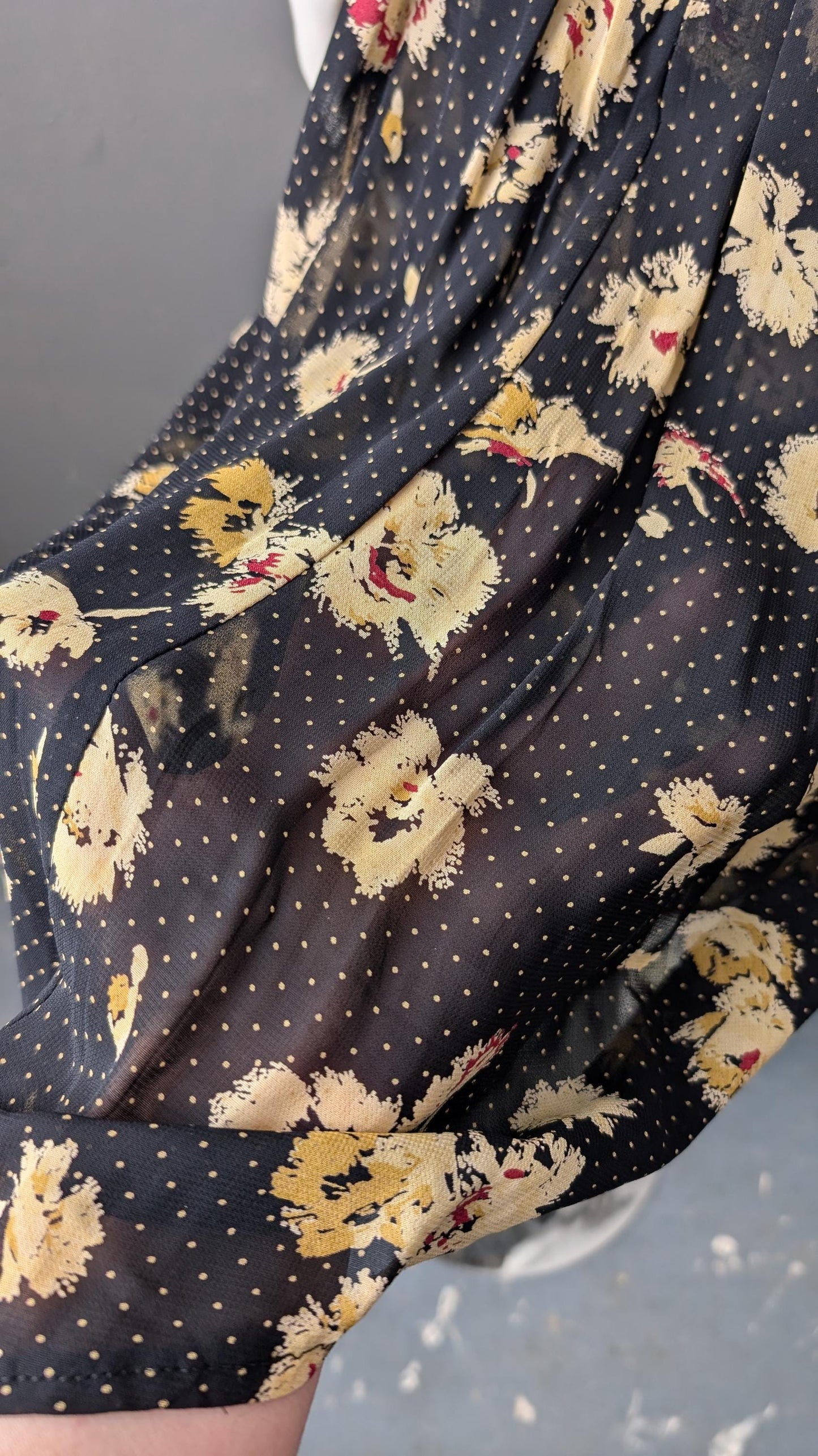 80s Tiered Pleated Skirt by Time Collection, Mini Polka Dot Floral, Size Small