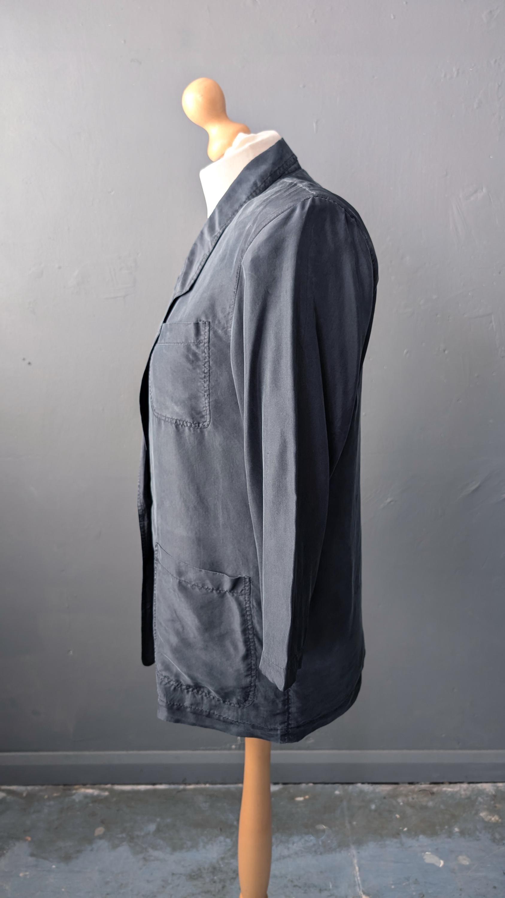 Minimalist Silk Jacket, 80s Short Sleeve Summer Blazer, Size Large to XL