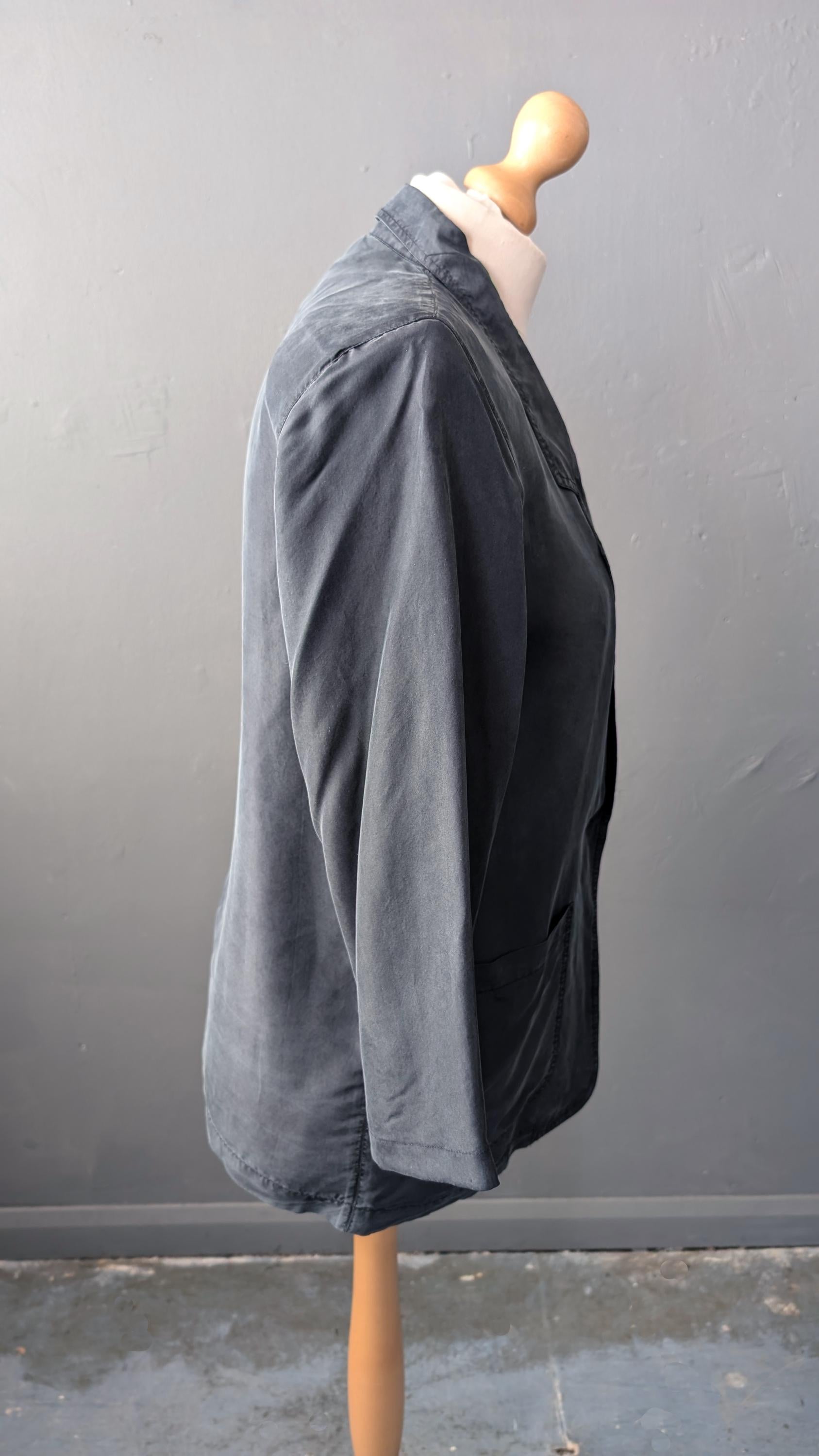Minimalist Silk Jacket, 80s Short Sleeve Summer Blazer, Size Large to XL