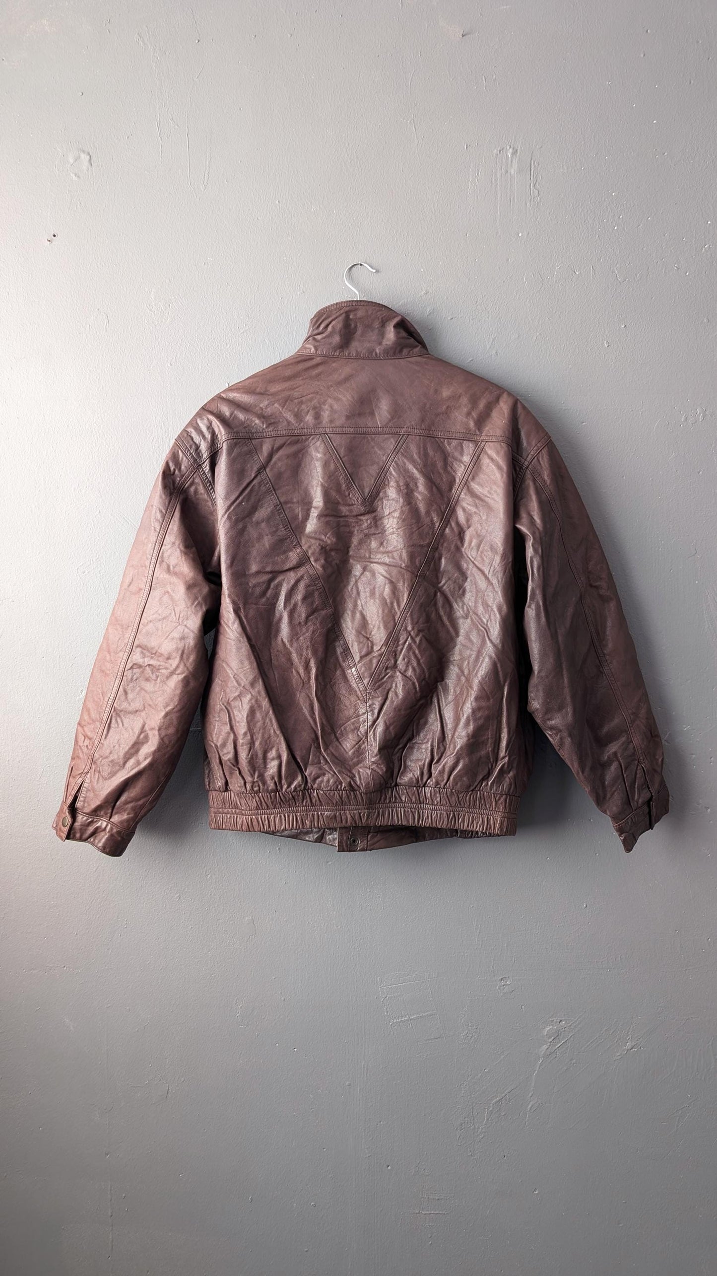 Mens Leather Aviator Jacket, 80s Oversized Slouchy Fit, Size Large 44 Chest