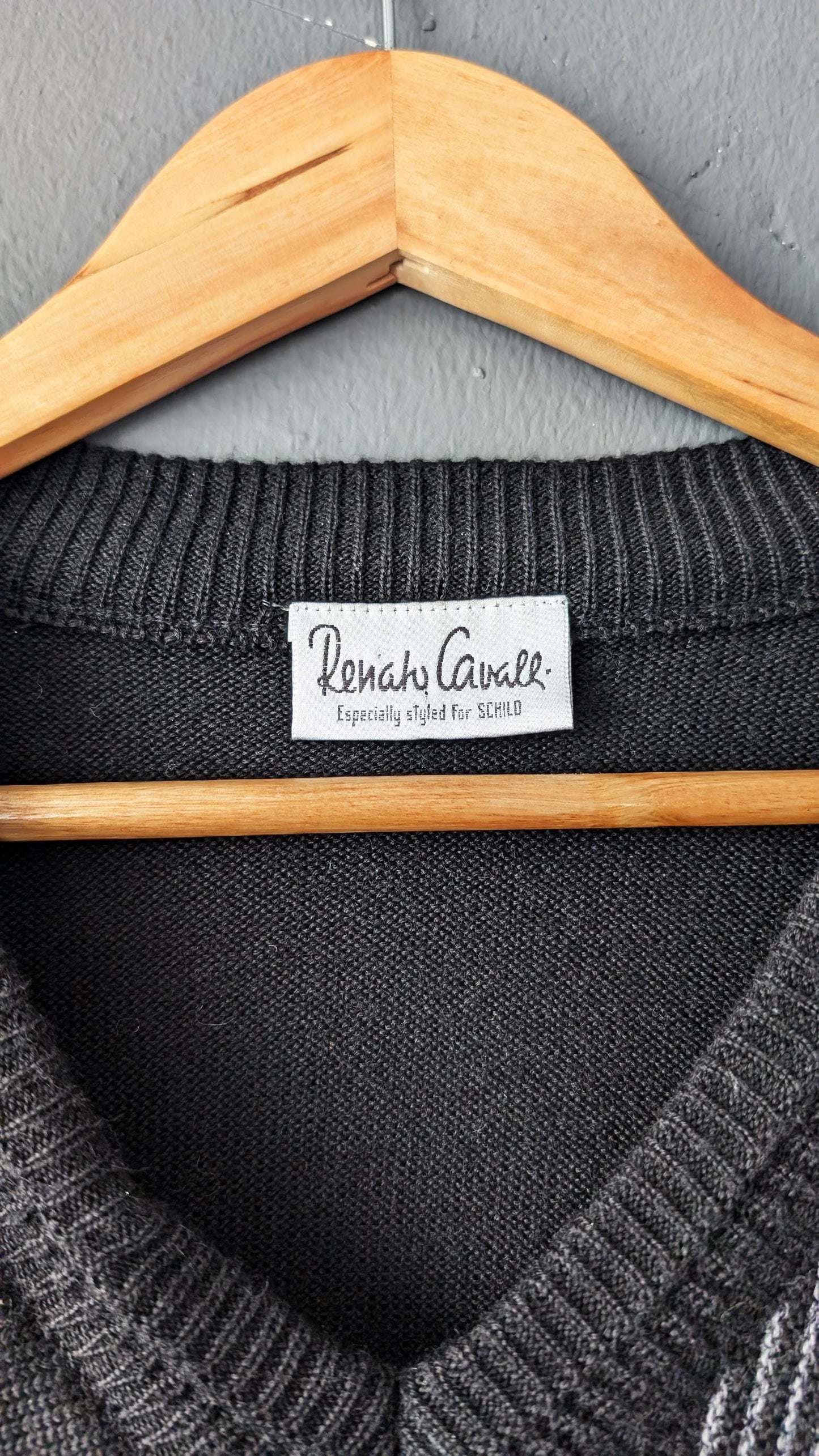 80s Monochrome Stripes Jumper by Renato Cavalli, Mens Eighties Pullover, Size Medium