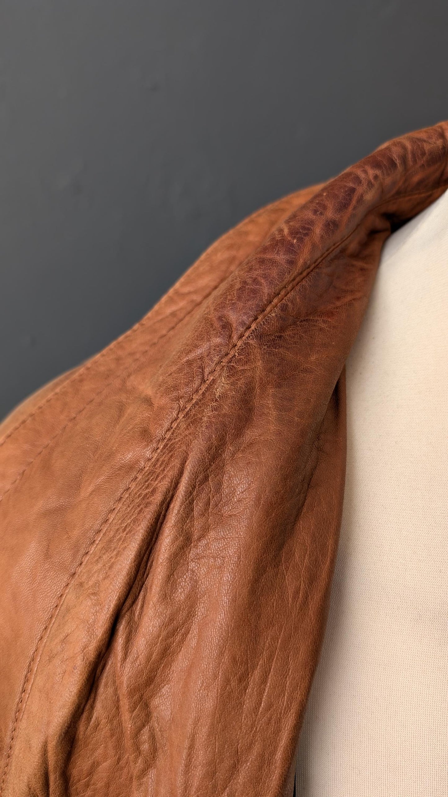 Vintage Leather Bomber Jacket, 80s Pielini Slouchy Coat, Size Medium Large