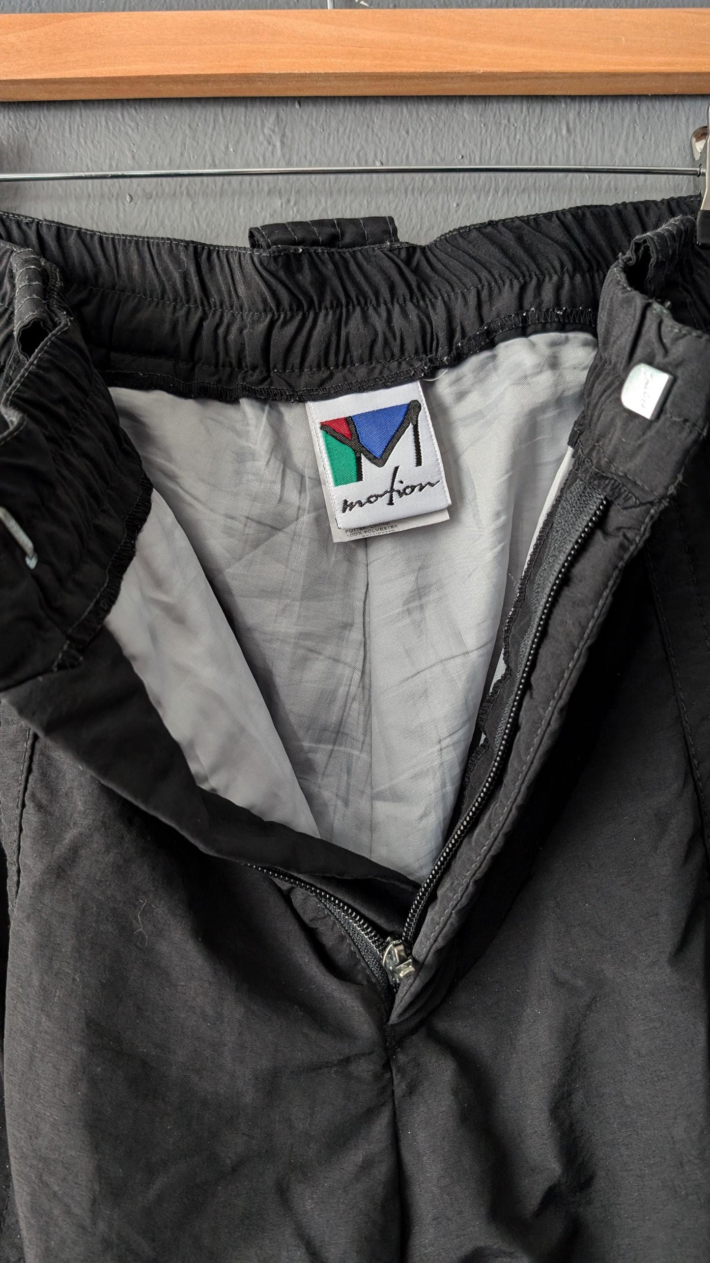 Vintage 90s Motion Ski Trousers: Black Snow Pants, Size Large
