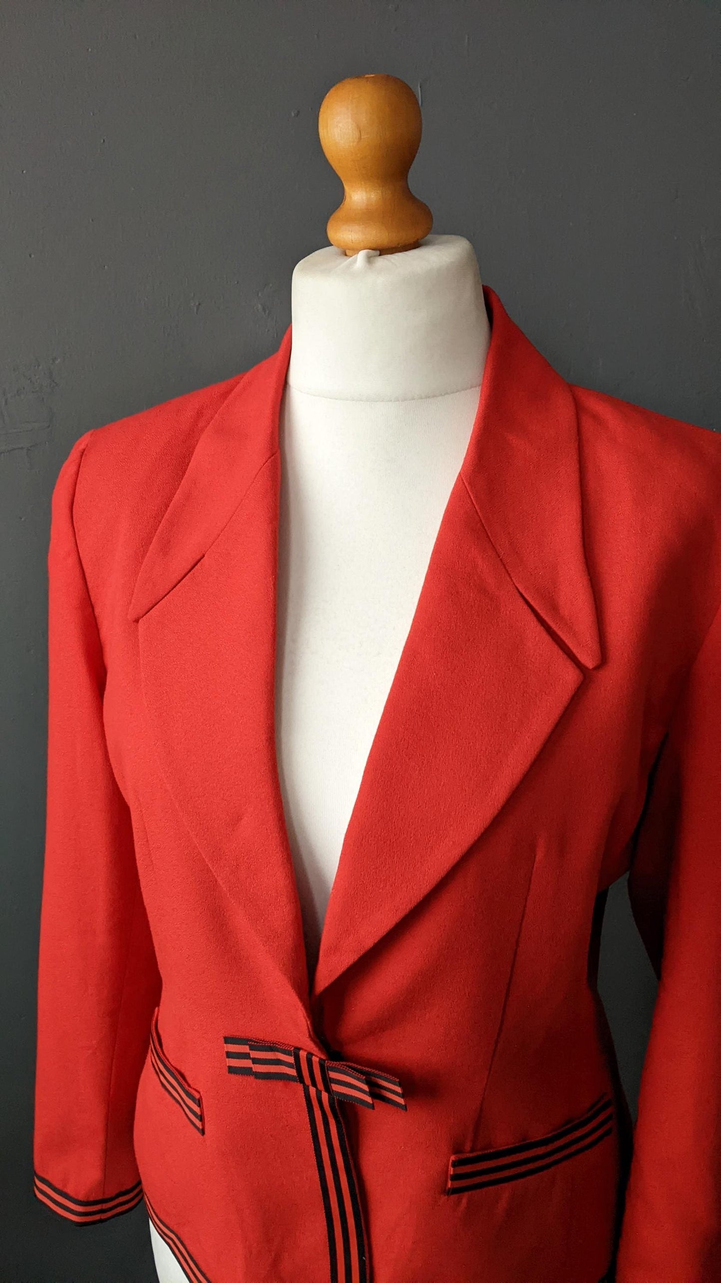 80s Tailored Wool Jacket by Rafael, Eighties Fitted Blazer, Size Large