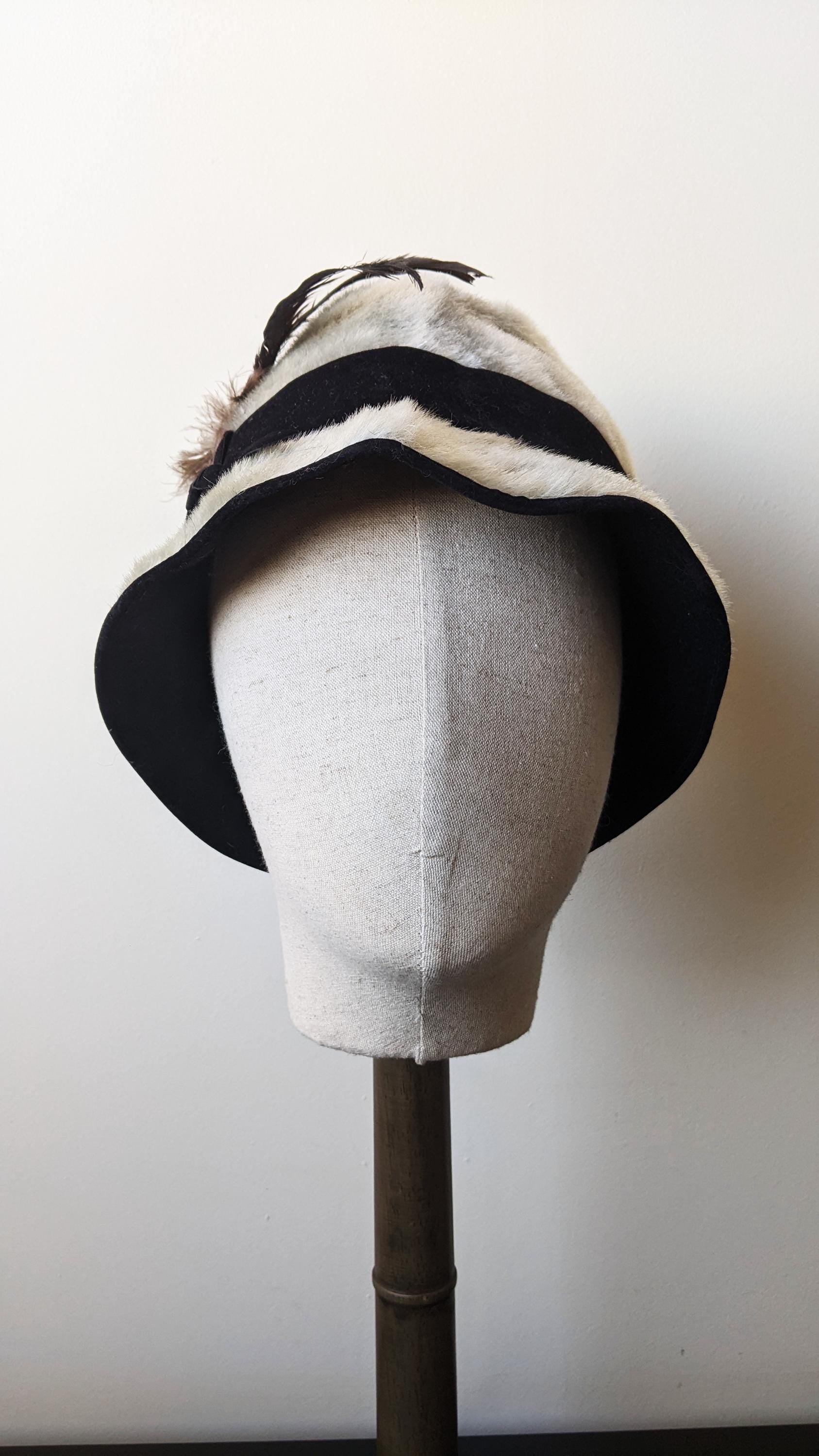 Vintage Silver Faux Fur Bucket Hat, Size Small