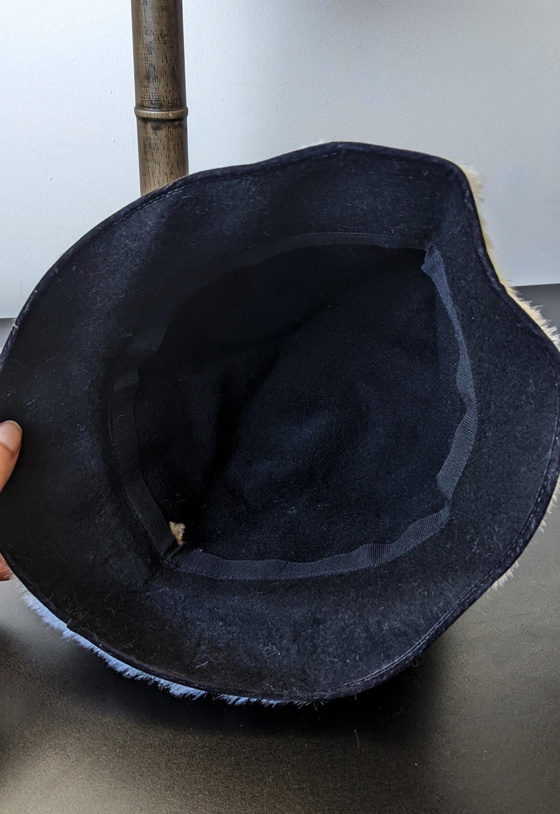 Vintage Silver Faux Fur Bucket Hat, Size Small